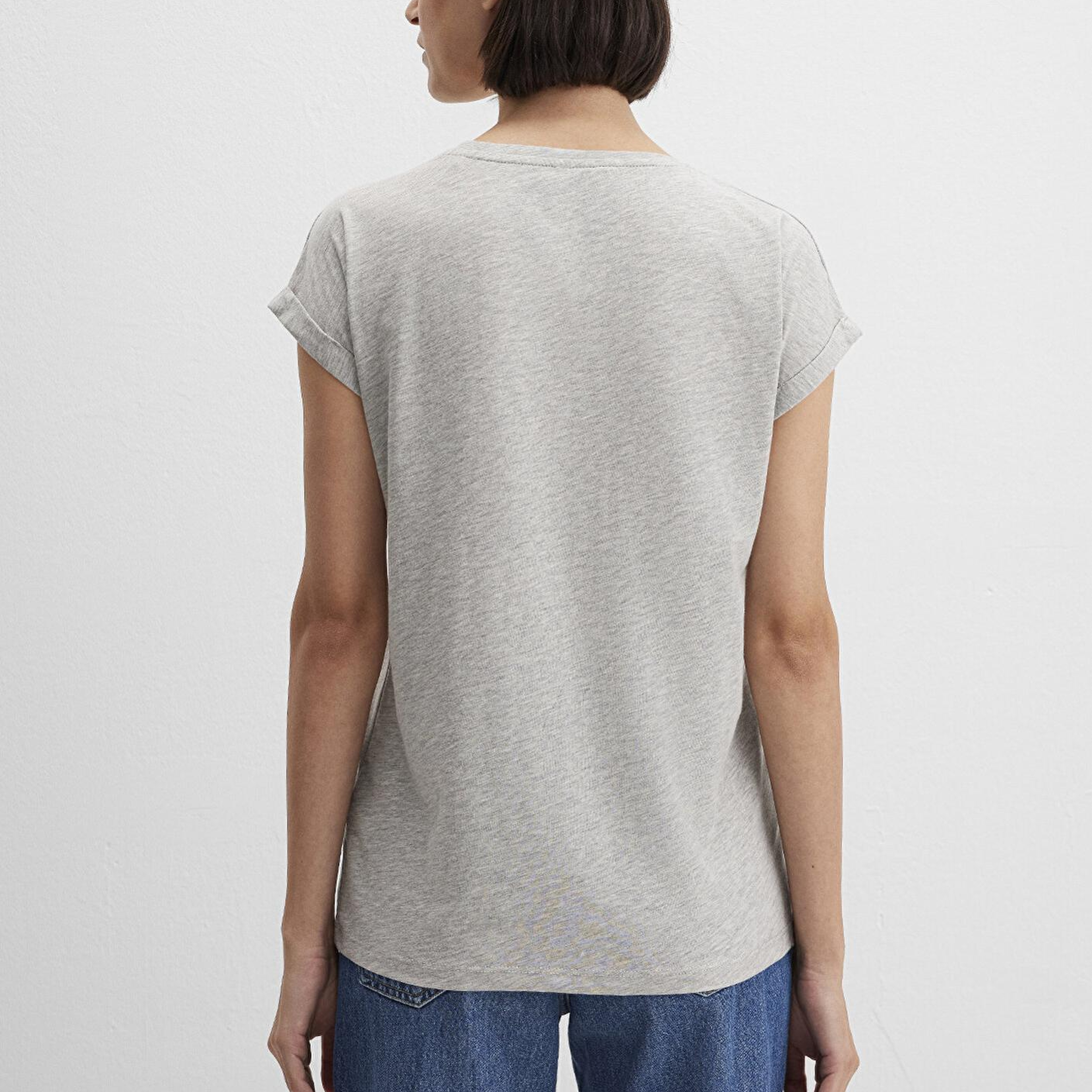 Mavi Mavi Logo Baskılı Gri Tişört Loose Fit / Bol Rahat Kesim 166422-25702