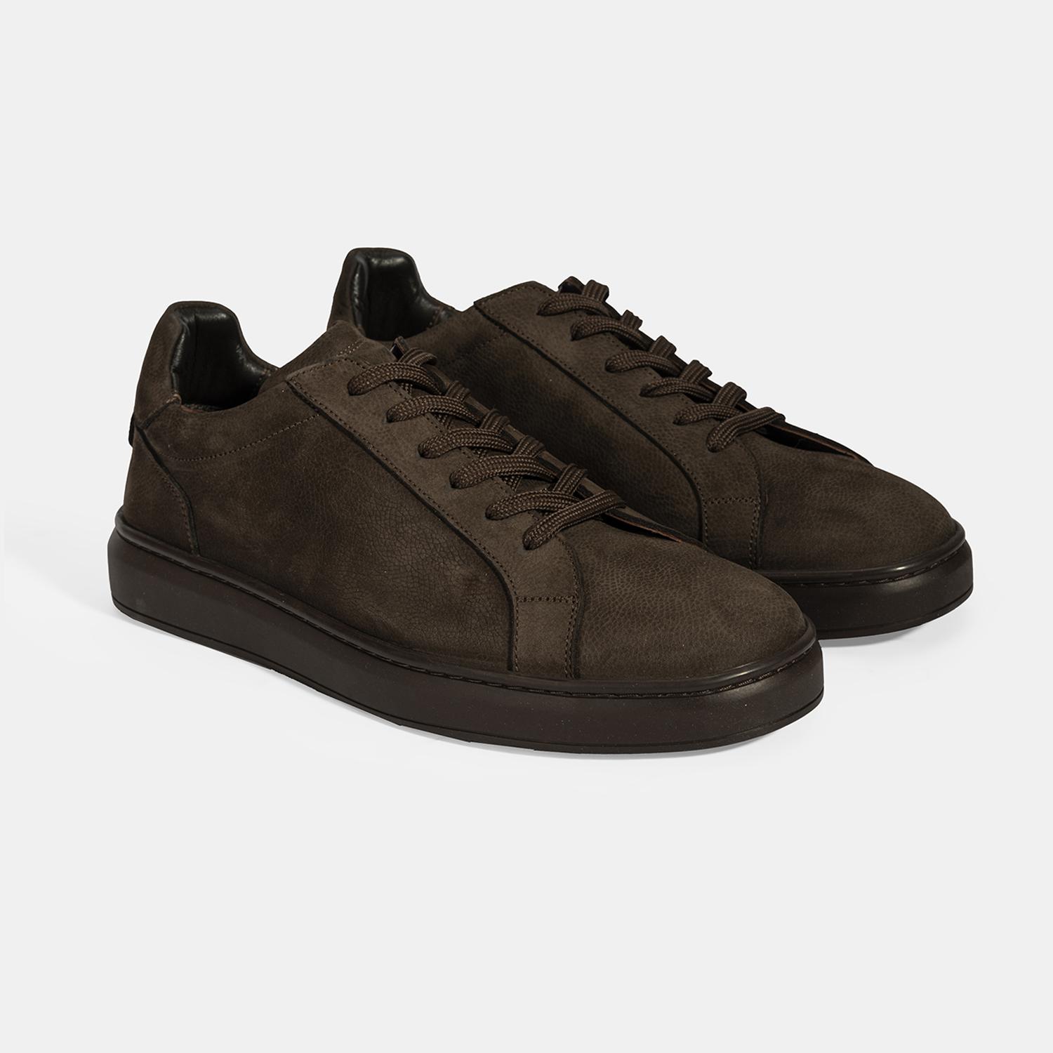 Erkek Kahve Bağcıklı Günlük Nubuk Deri Ayakkabı