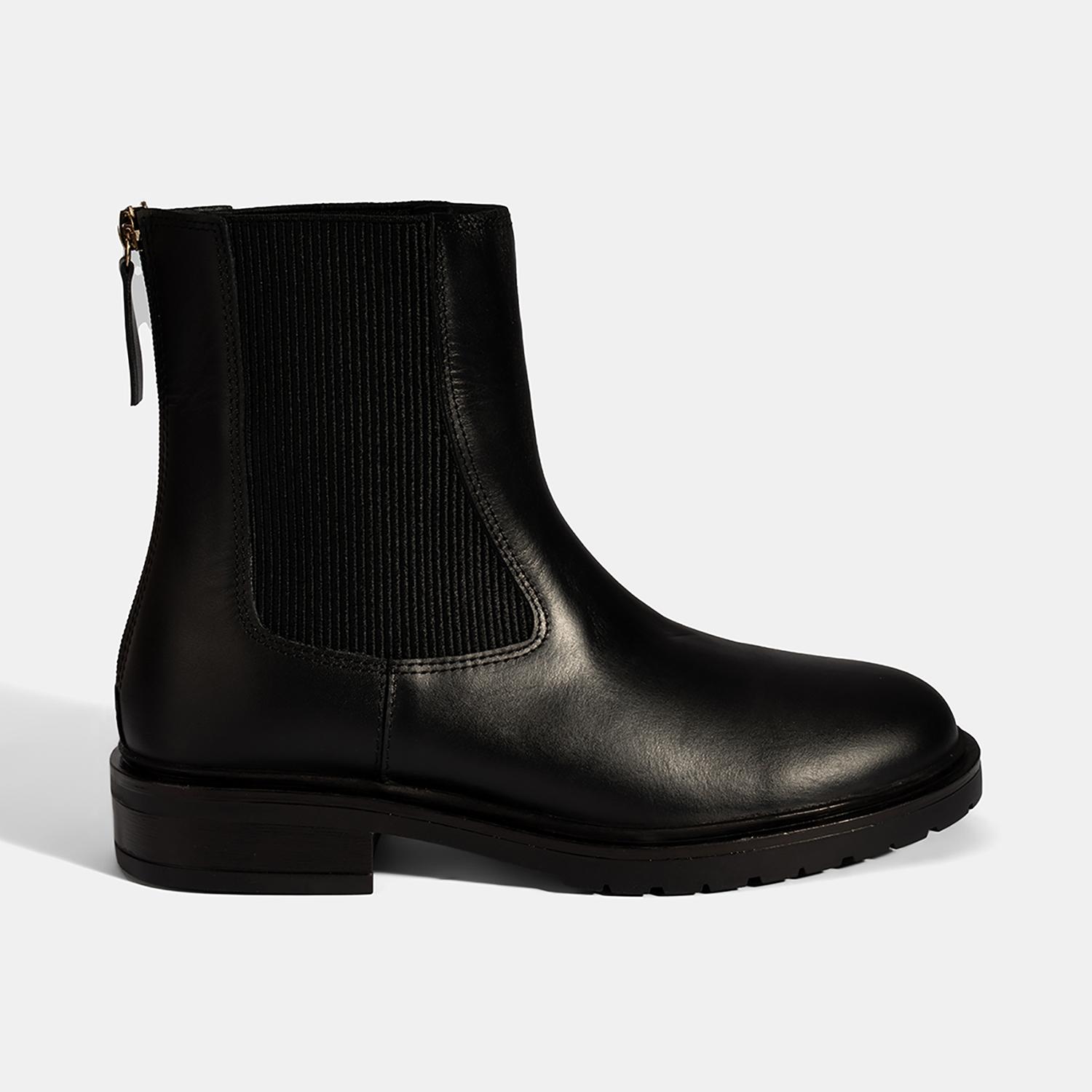 Kadın Siyah Lastikli Deri Chelsea Bot