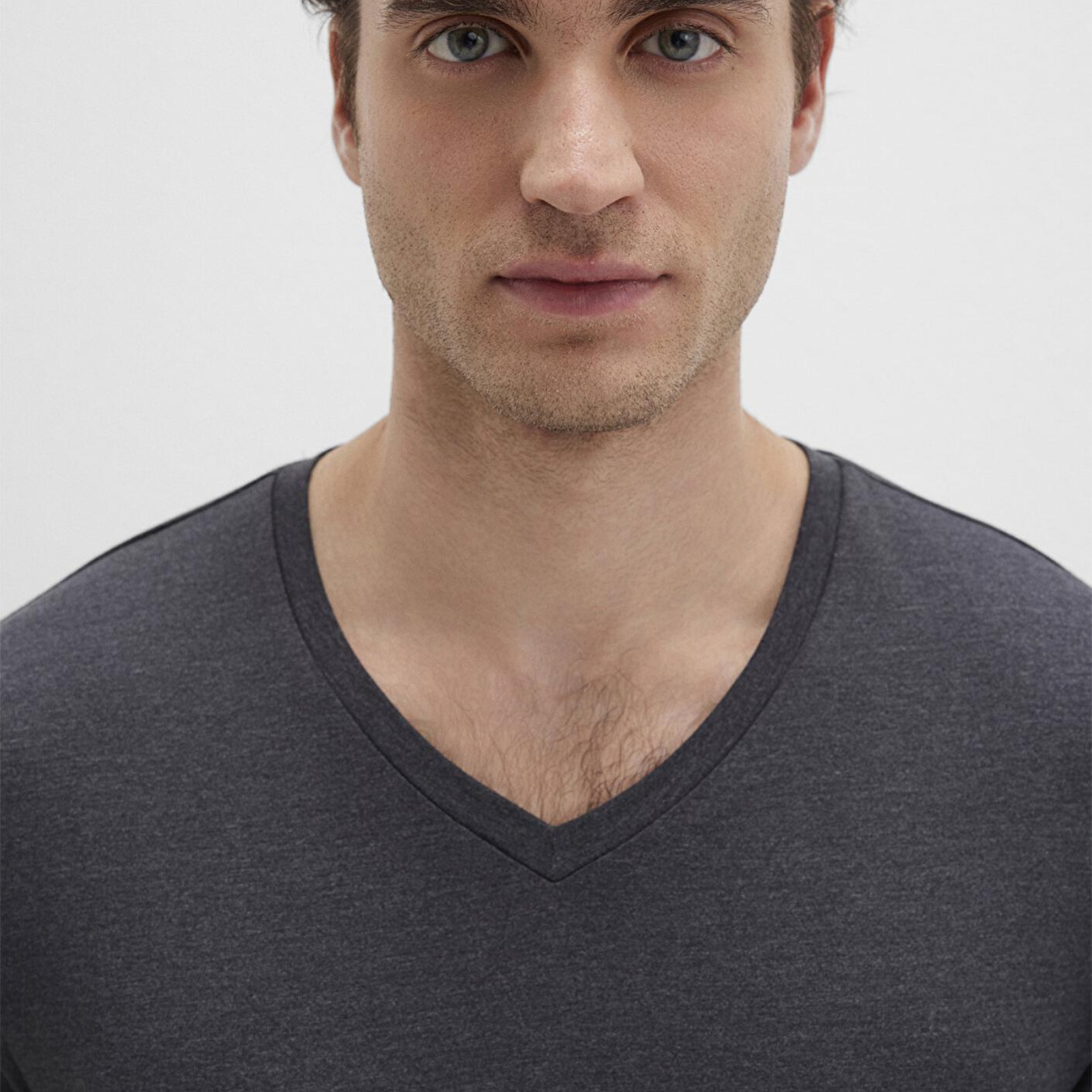 Mavi Stretch V Yaka Antrasit Basic Tişört Fitted / Vücuda Oturan Kesim 061748-24398