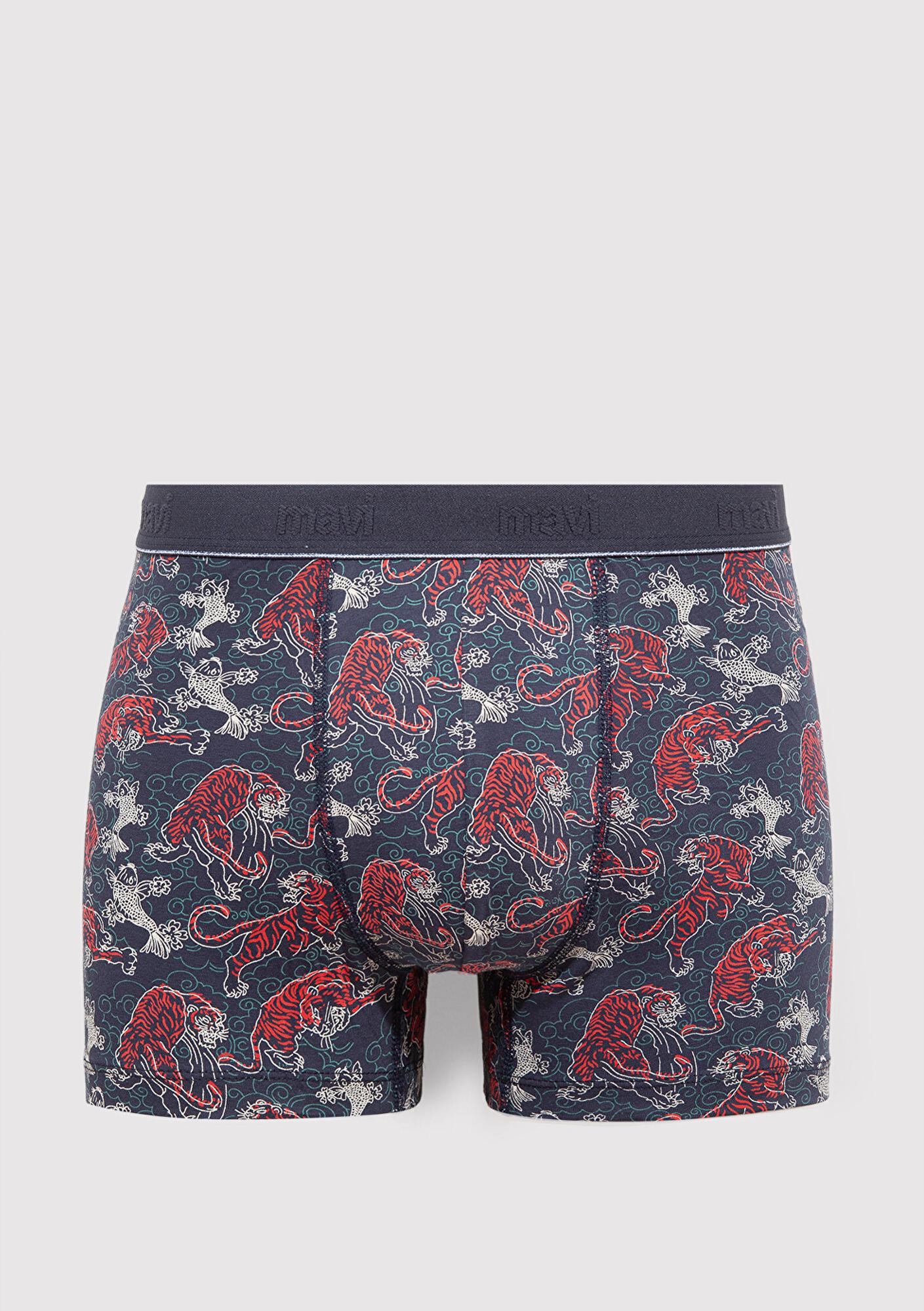 Mavi Kaplan Baskılı Lacivert Boxer 091121-24413