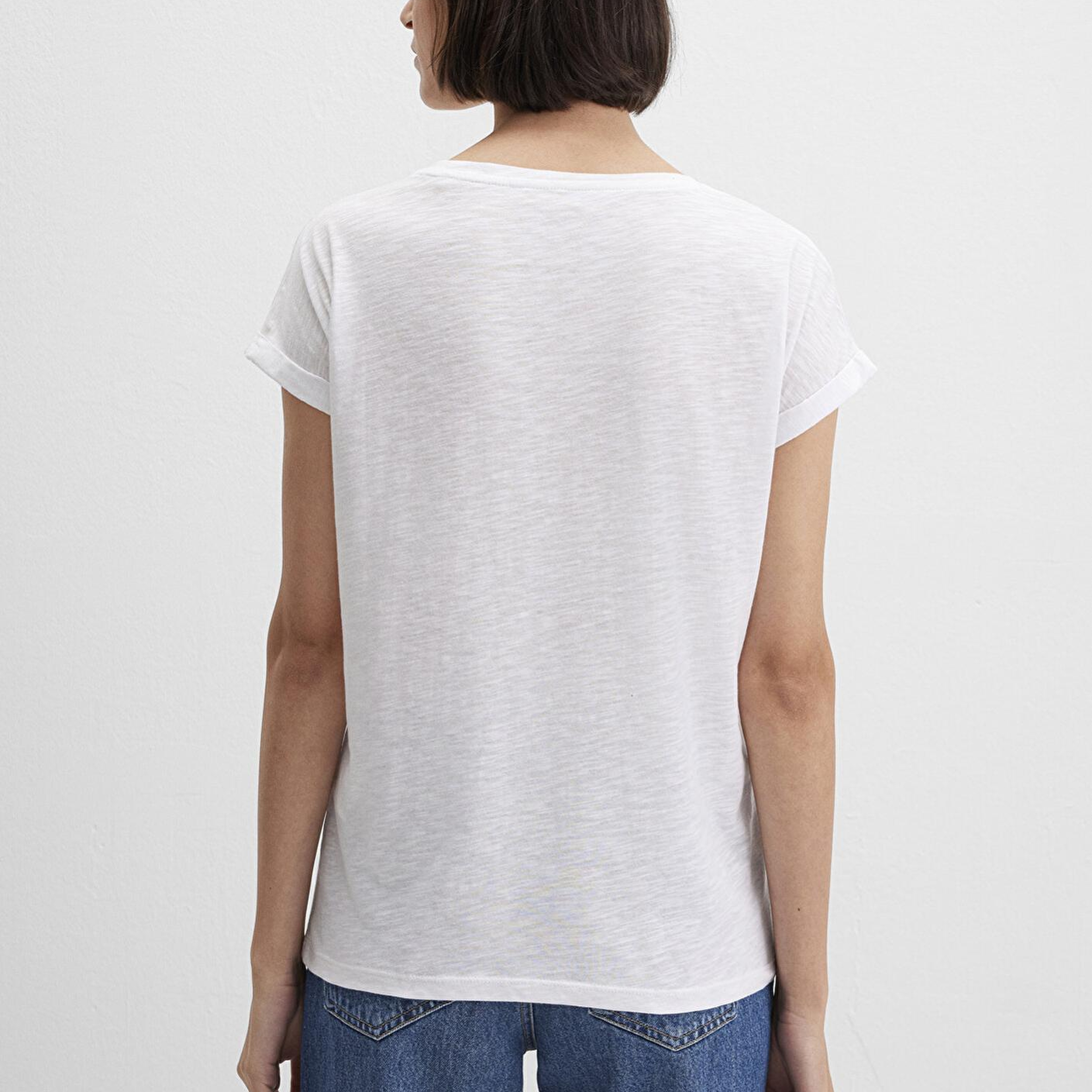 Mavi Mavi Logo Baskılı Beyaz Tişört Loose Fit / Bol Rahat Kesim 166422-620