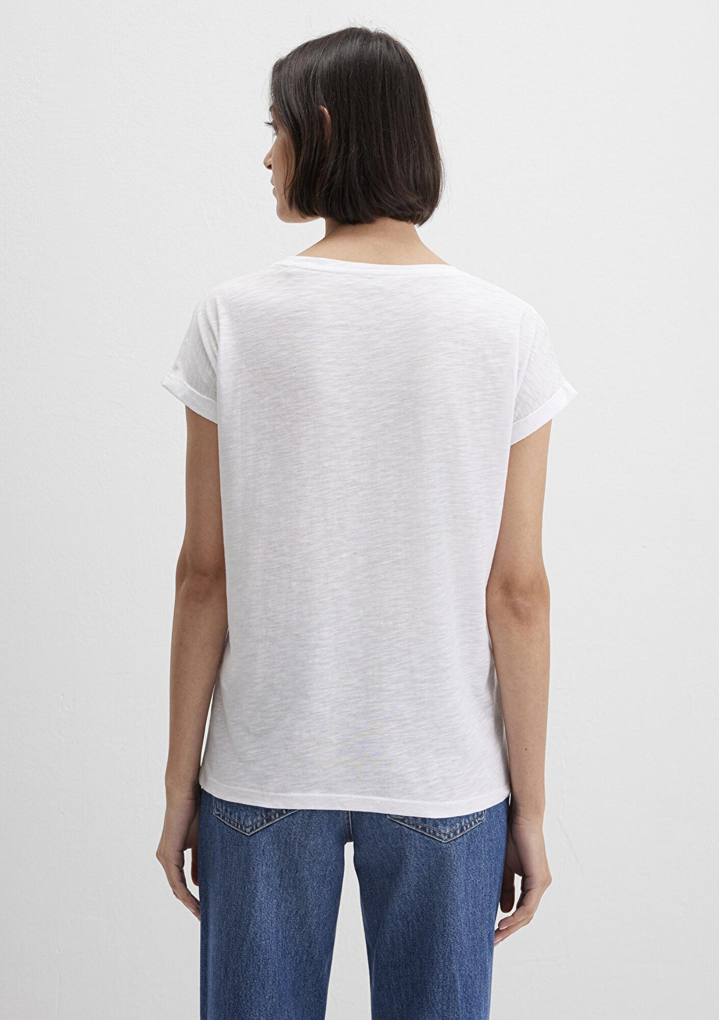 Mavi Mavi Logo Baskılı Beyaz Tişört Loose Fit / Bol Rahat Kesim 166422-620