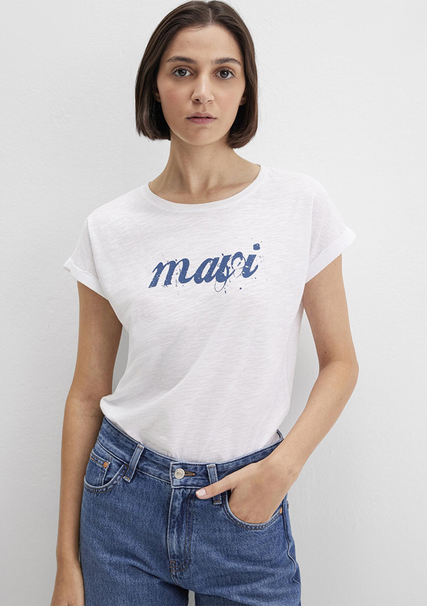 Mavi Mavi Logo Baskılı Beyaz Tişört Loose Fit / Bol Rahat Kesim 166422-620