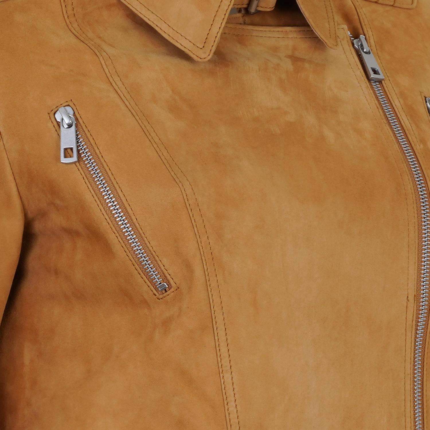 Kadın Hardal Süet Deri Ceket