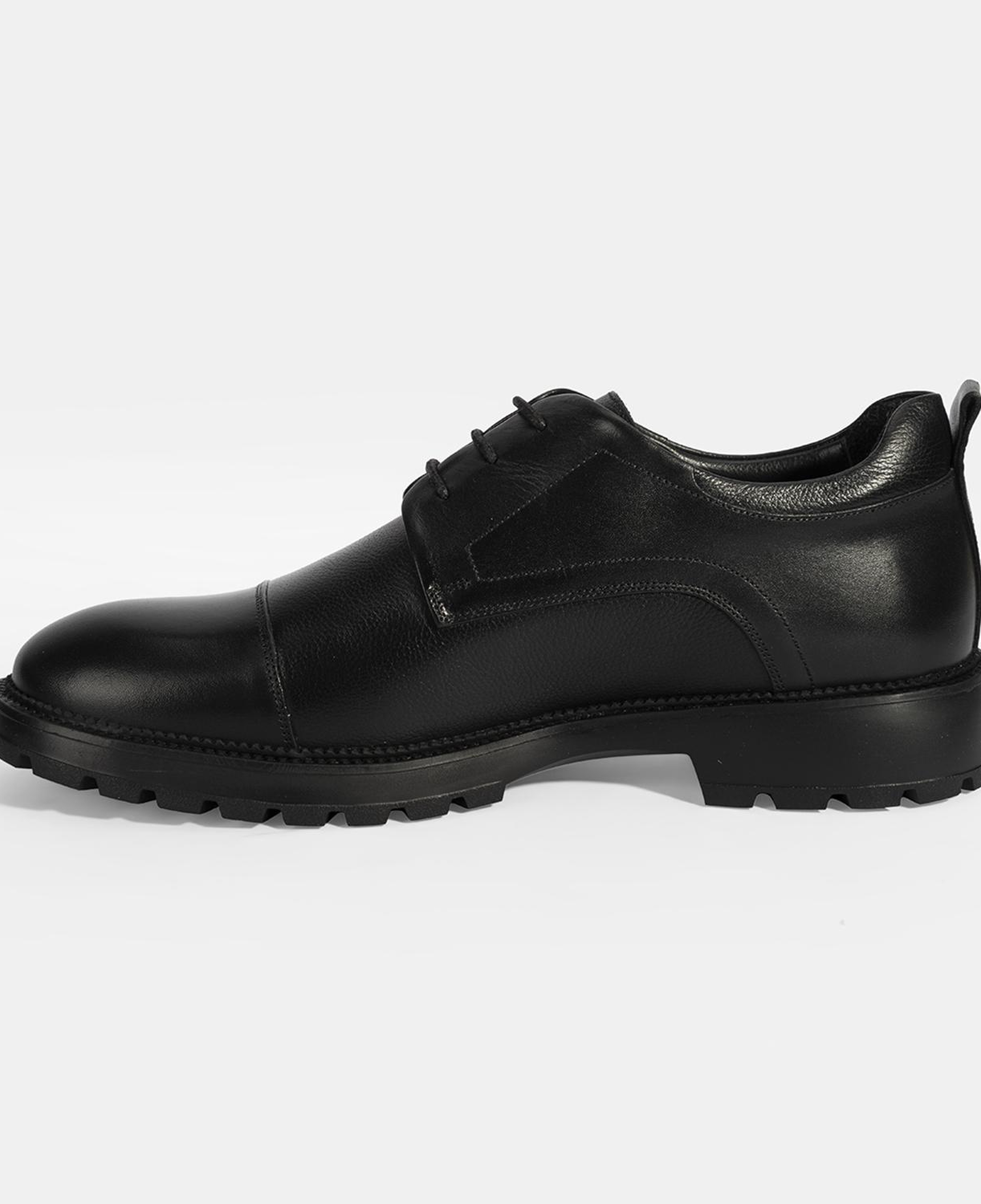 Erkek Siyah Bağcıklı Deri Günlük Ayakkabı
