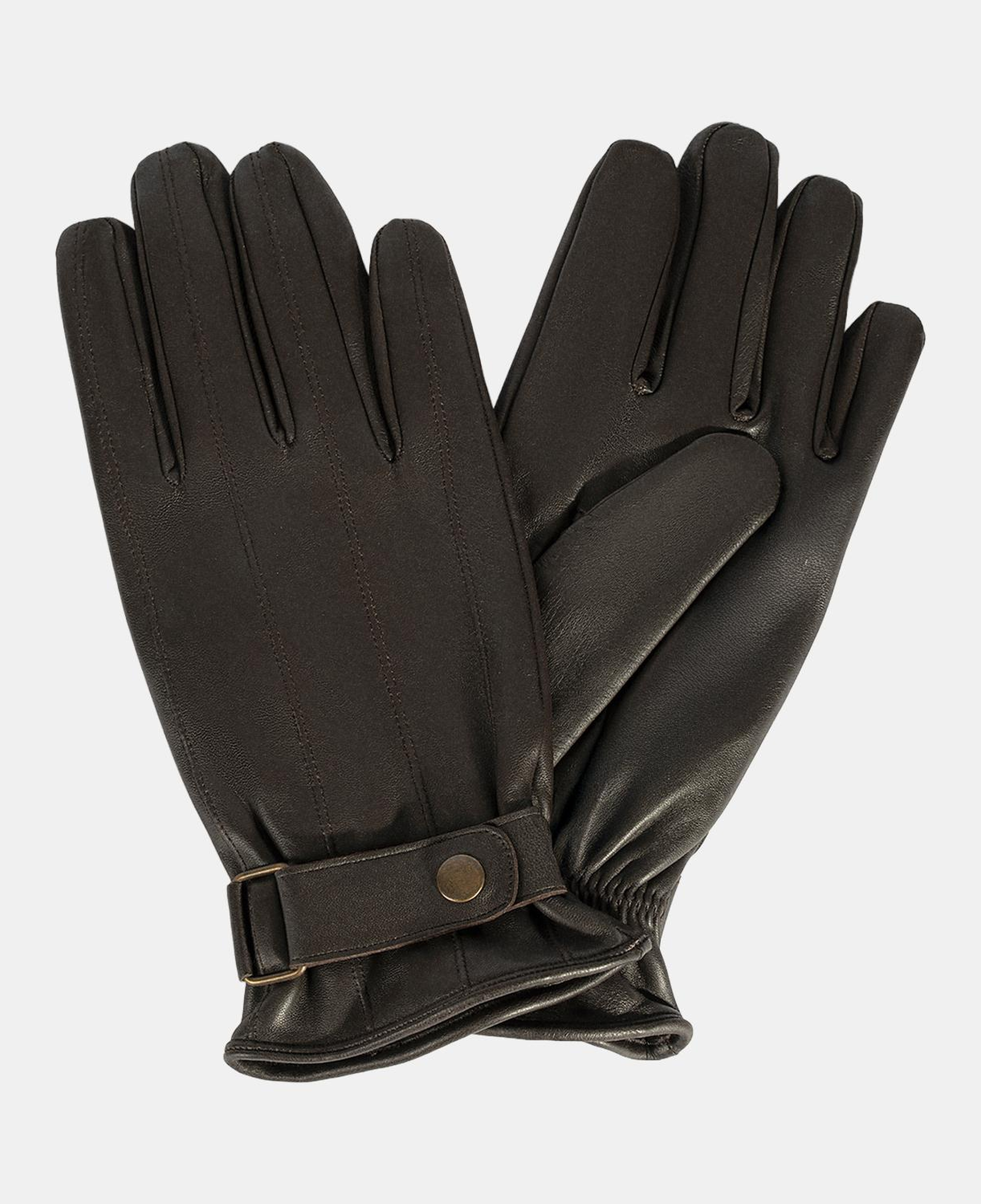 Erkek Koyu Kahve Tokalı Deri Eldiven