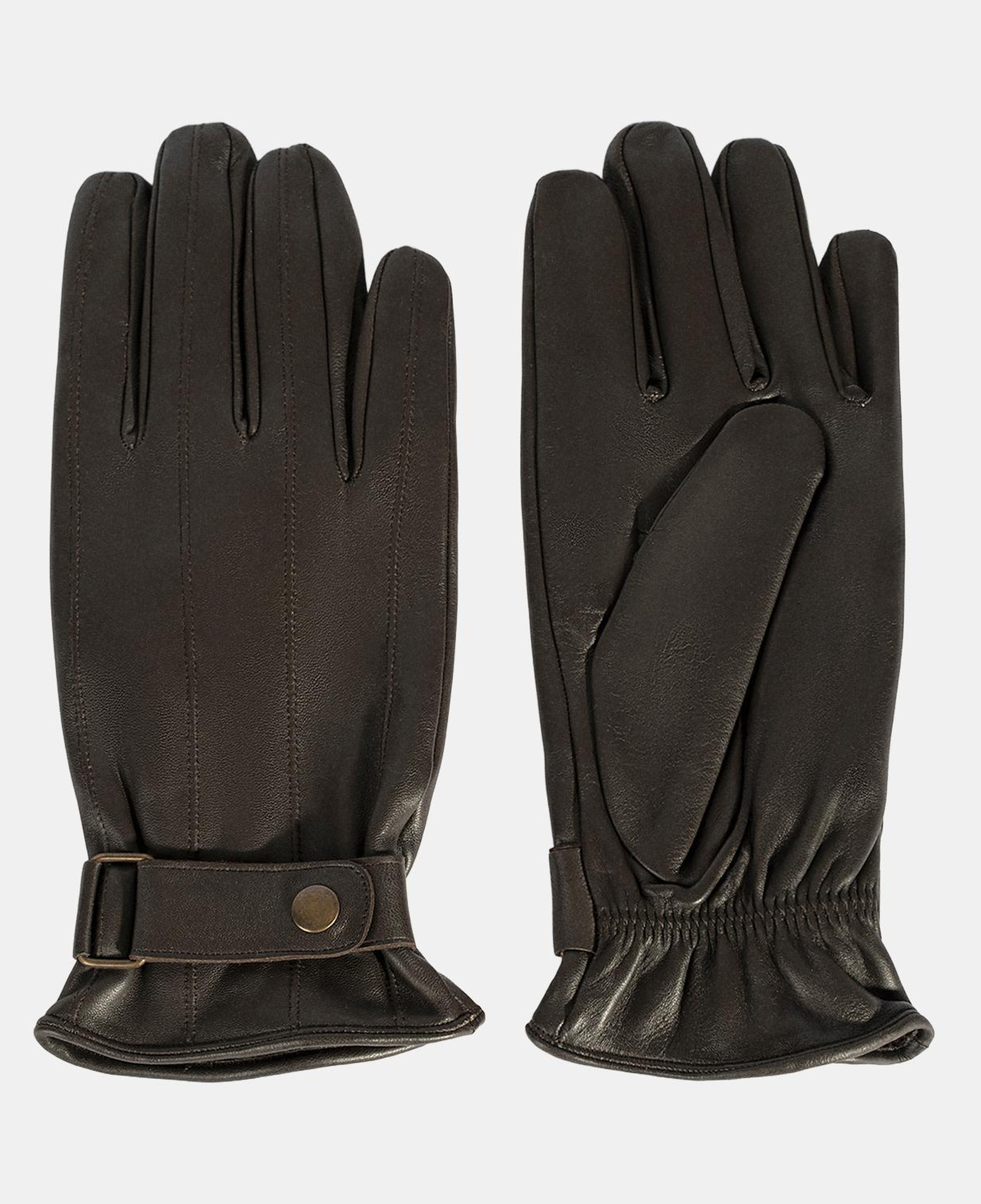 Erkek Koyu Kahve Tokalı Deri Eldiven