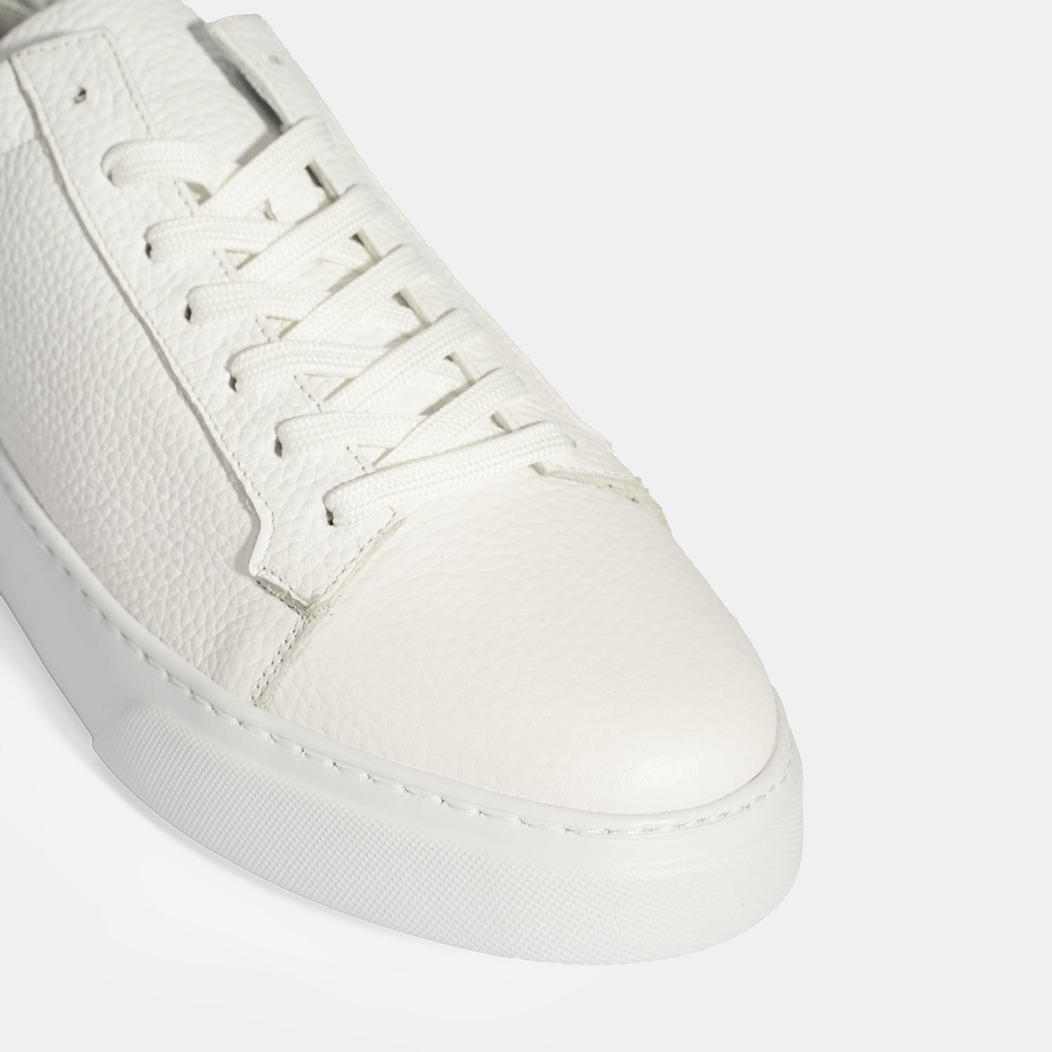 Erkek Beyaz Bağcıklı Deri Günlük Ayakkabı