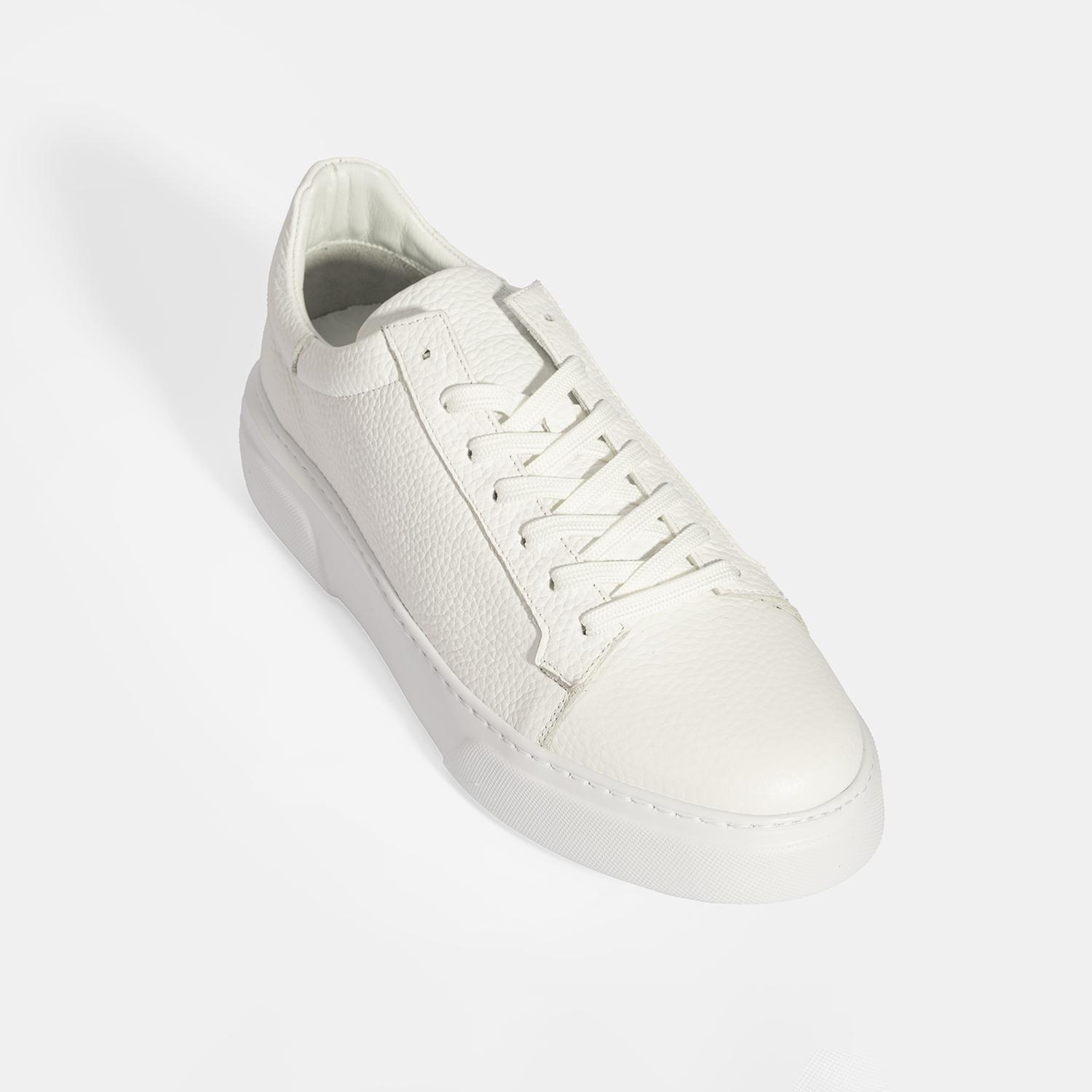 Erkek Beyaz Bağcıklı Deri Günlük Ayakkabı