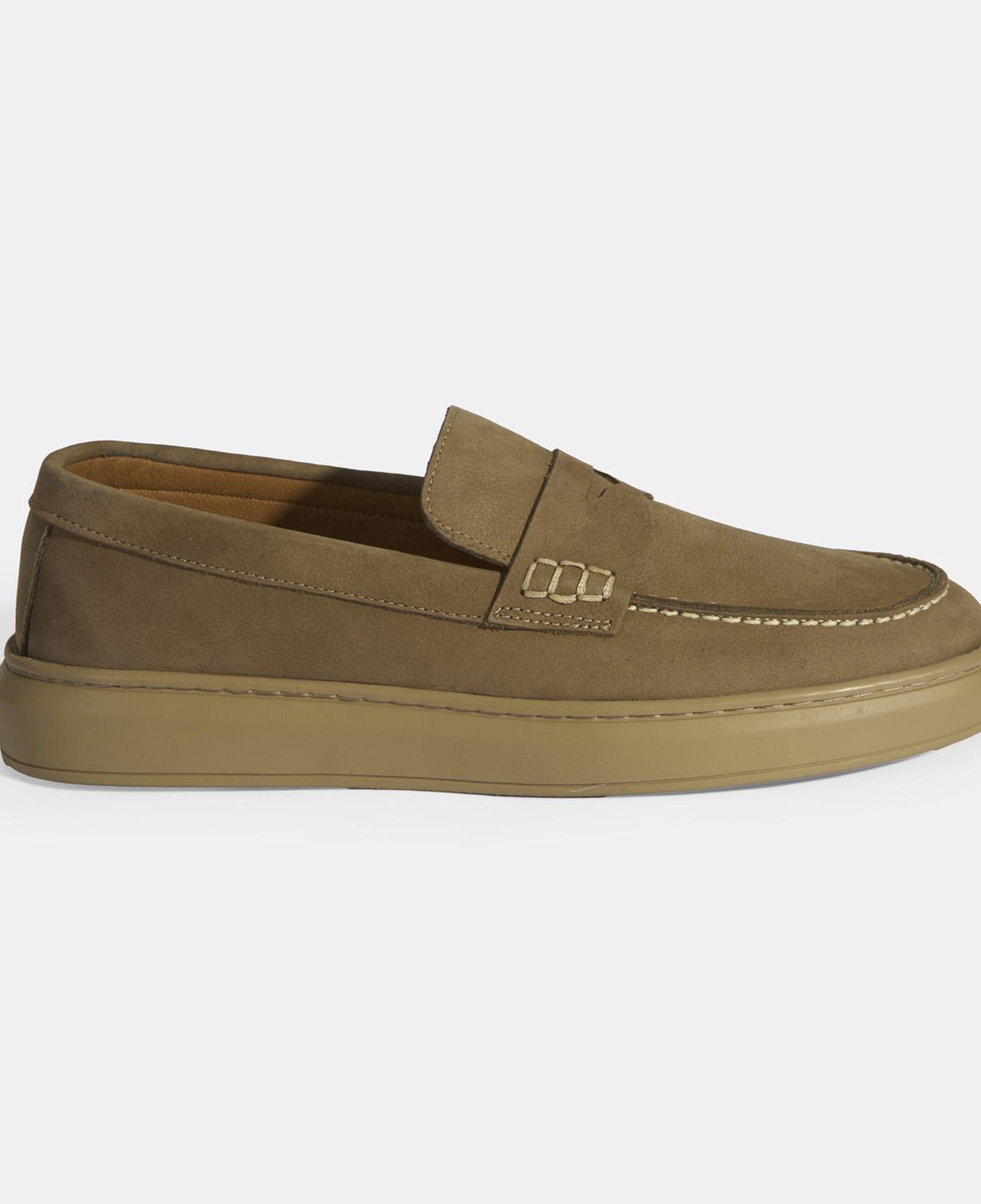 Erkek Bej Slip-On Nubuk Deri Loafer