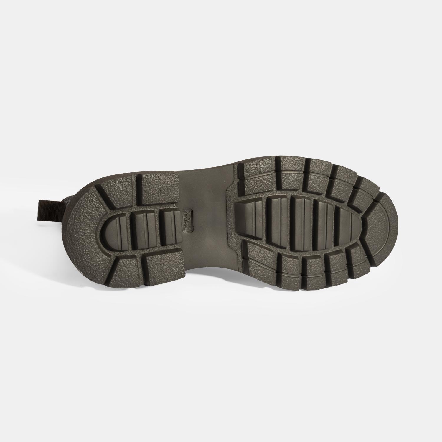 Erkek Kahve Lastik Detaylı Deri Bot