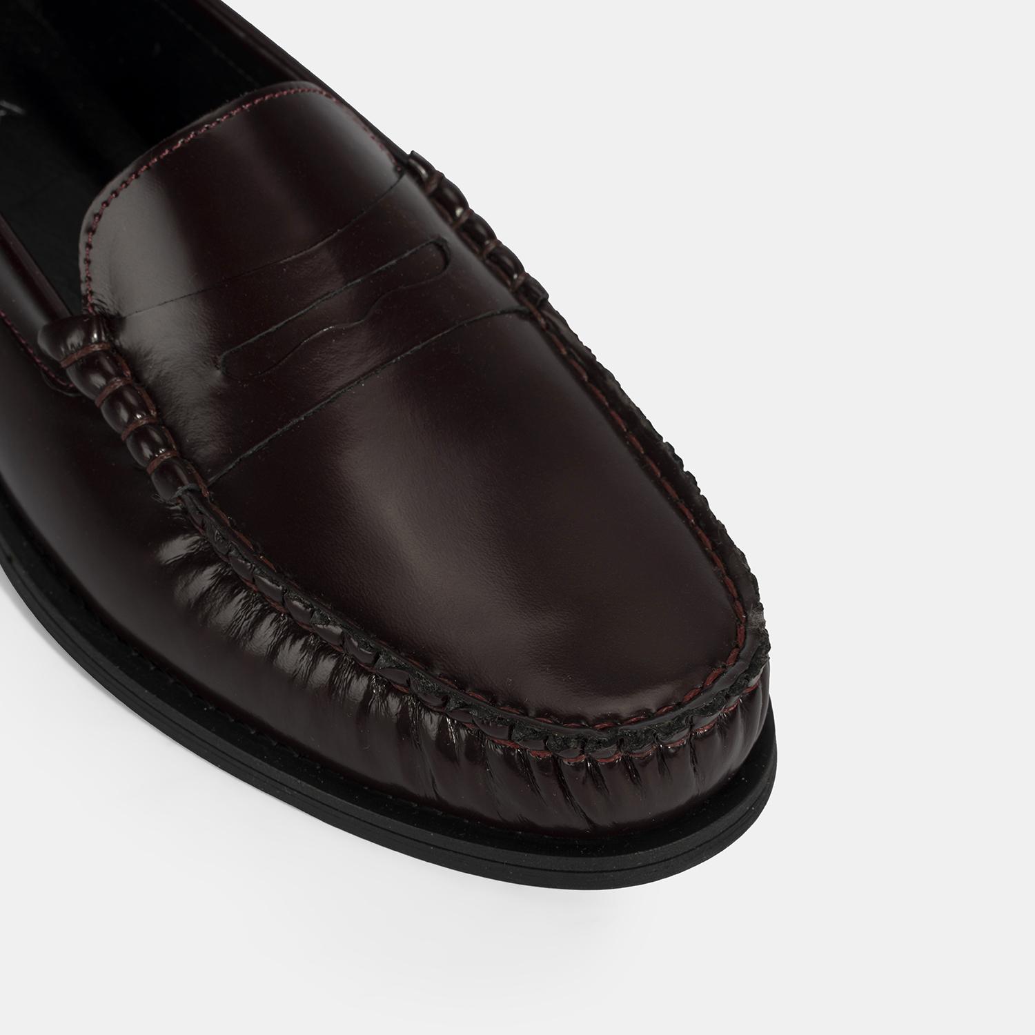 Kadın Bordo Klasik Deri Loafer