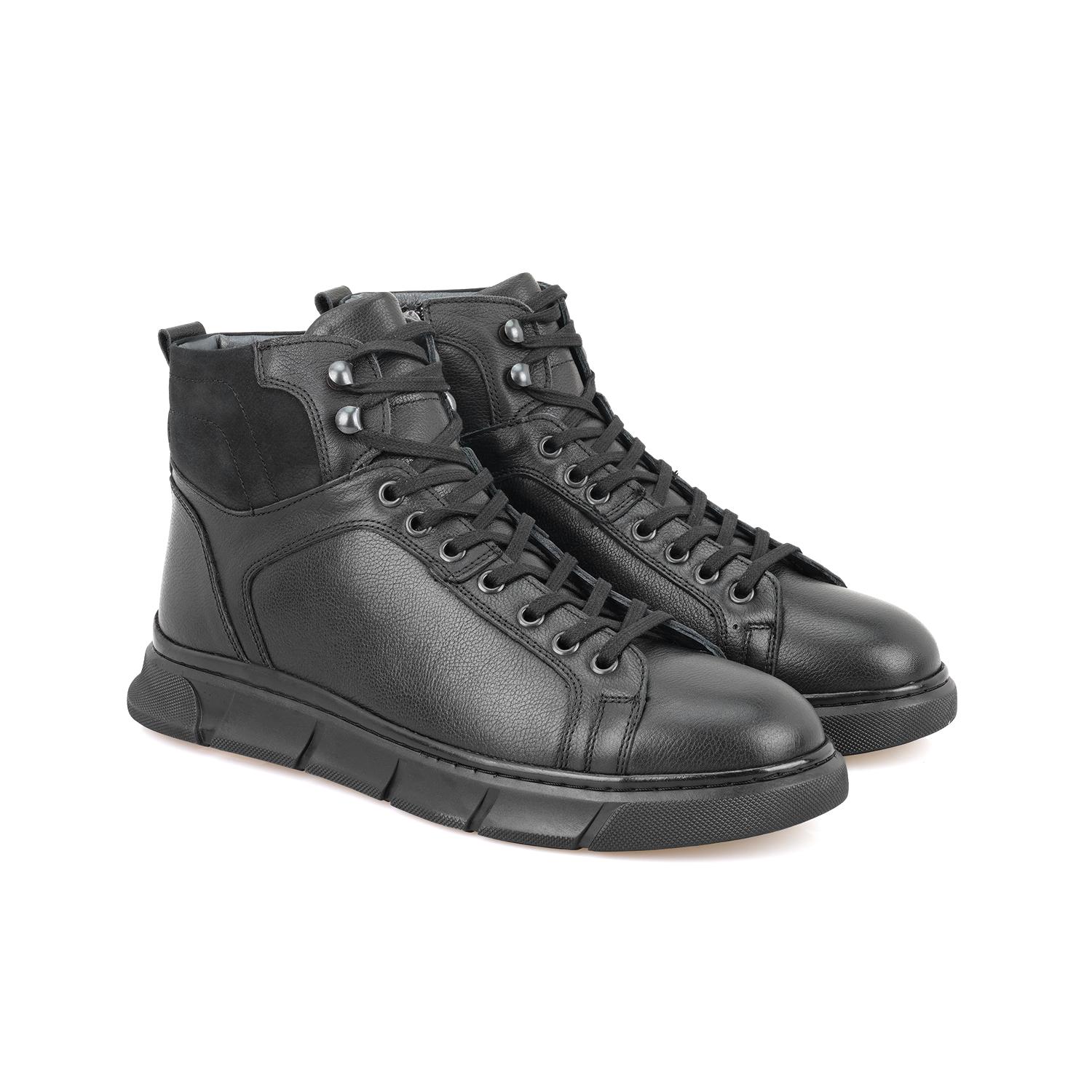 Axel Siyah Erkek Fermuarlı Deri Bot