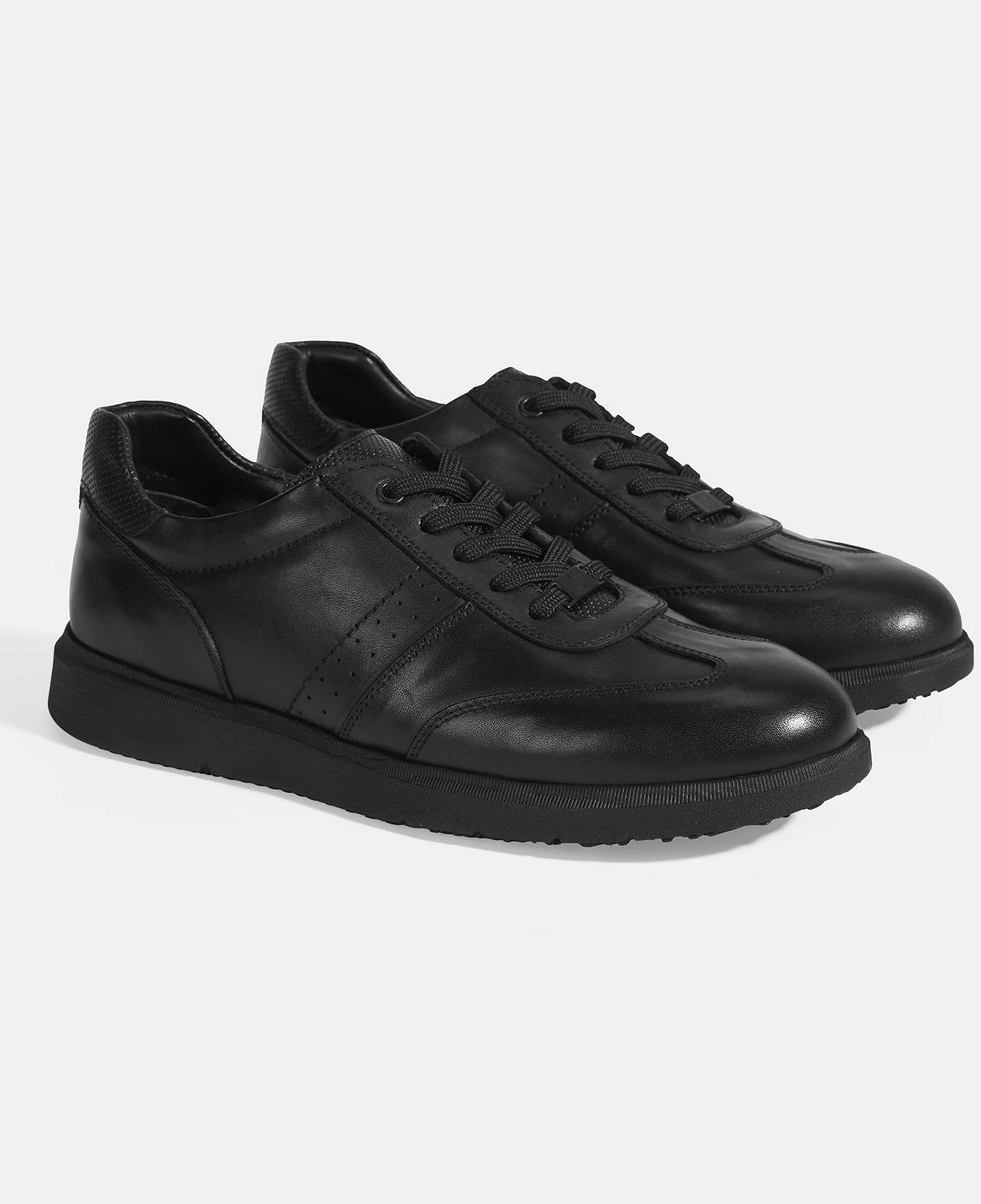 Erkek Siyah DesaComfort Bağcıklı Deri Günlük Ayakkabı