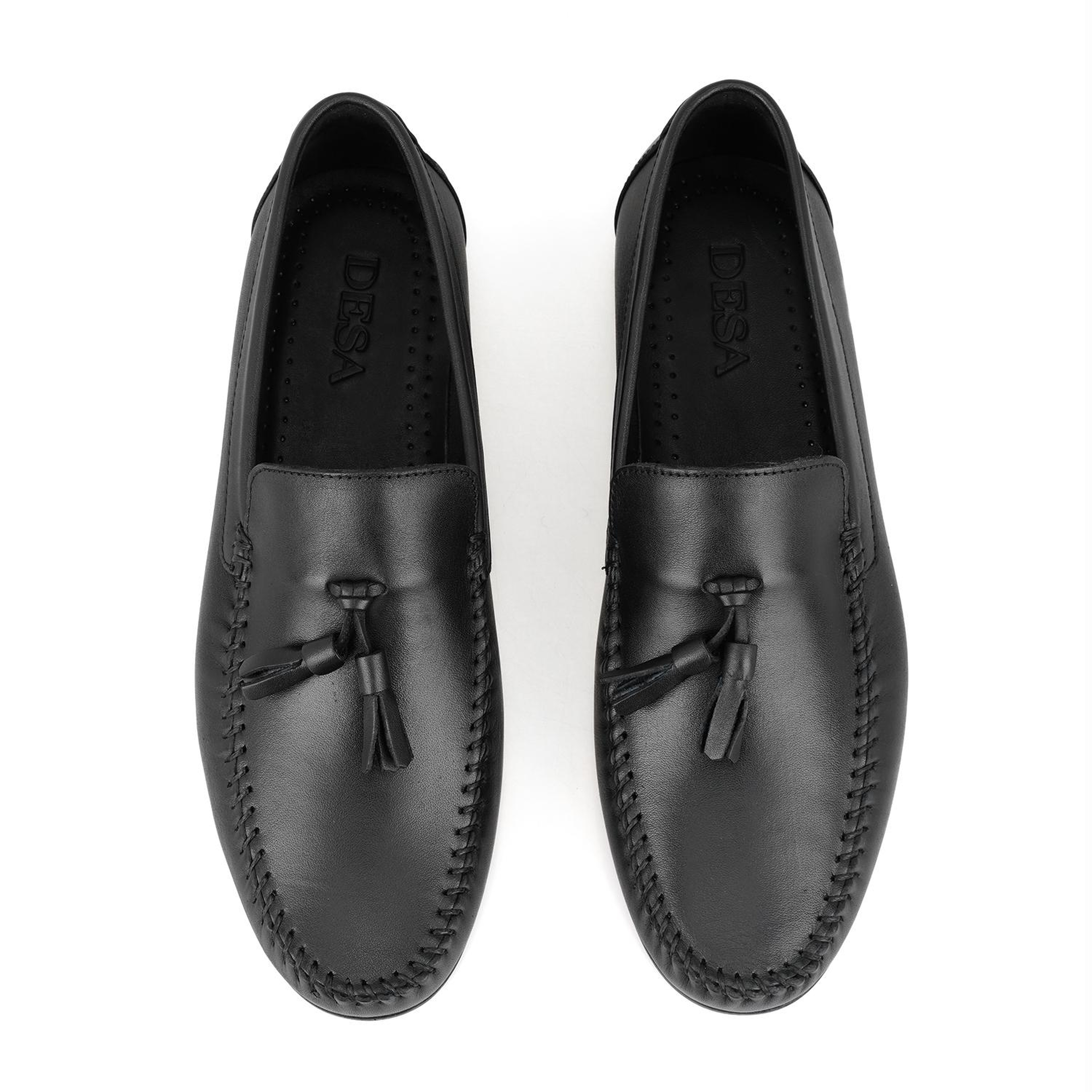 Brendan Siyah Erkek Deri Loafer