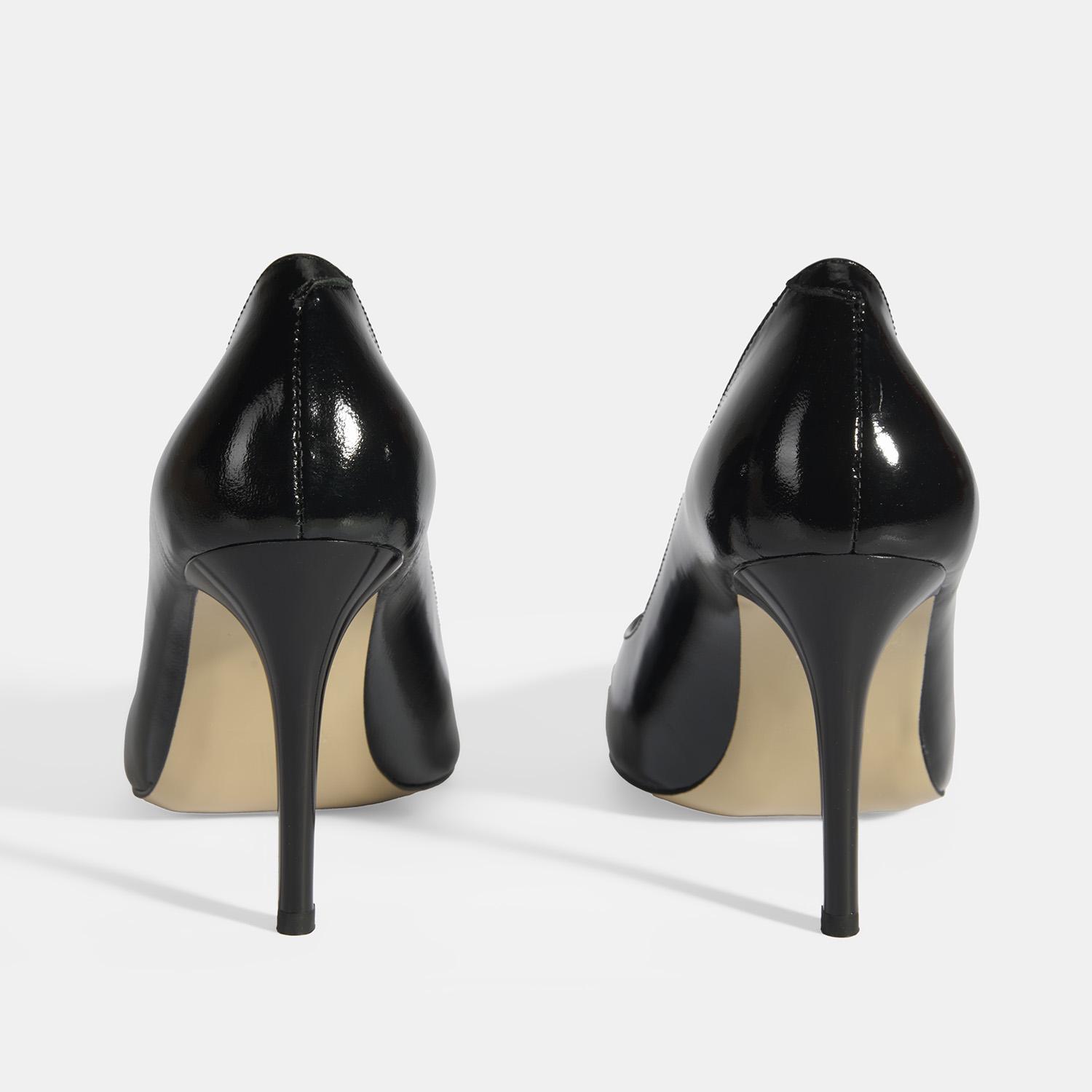 Kadın Siyah Rugan Deri Stiletto