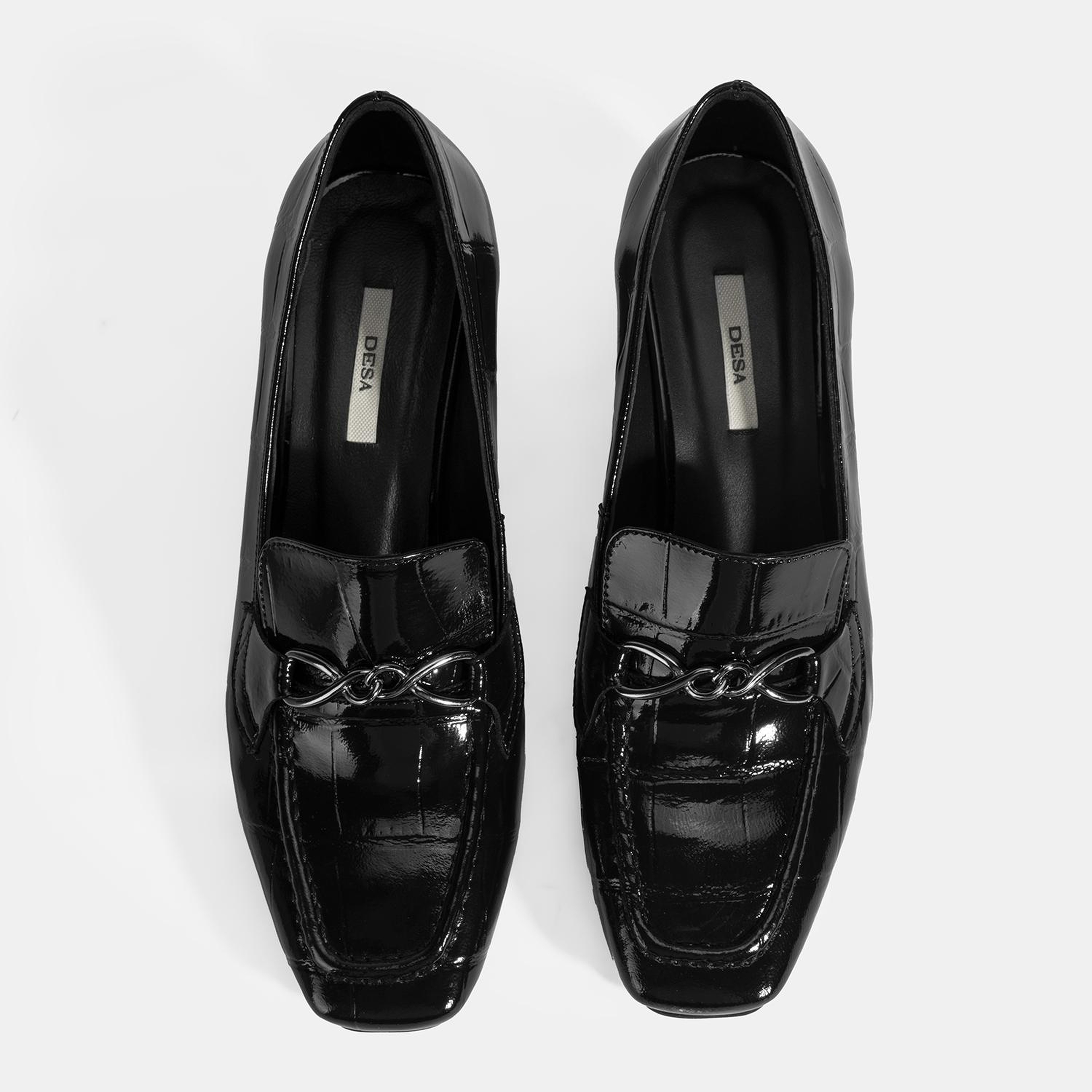 Kadın Siyah Kroko Baskılı Topuklu Rugan Loafer