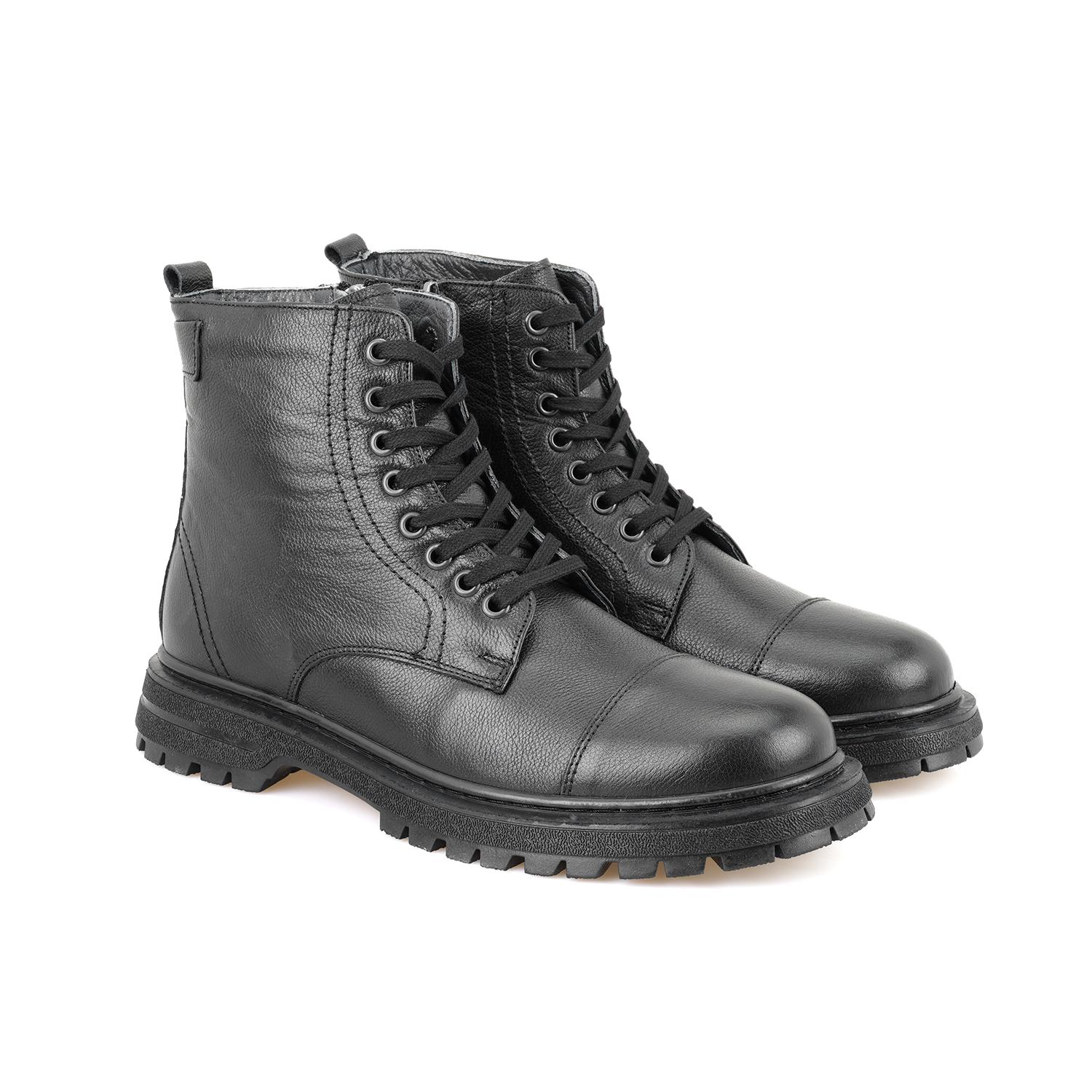 Antonio Siyah Erkek Fermuarlı Deri Bot