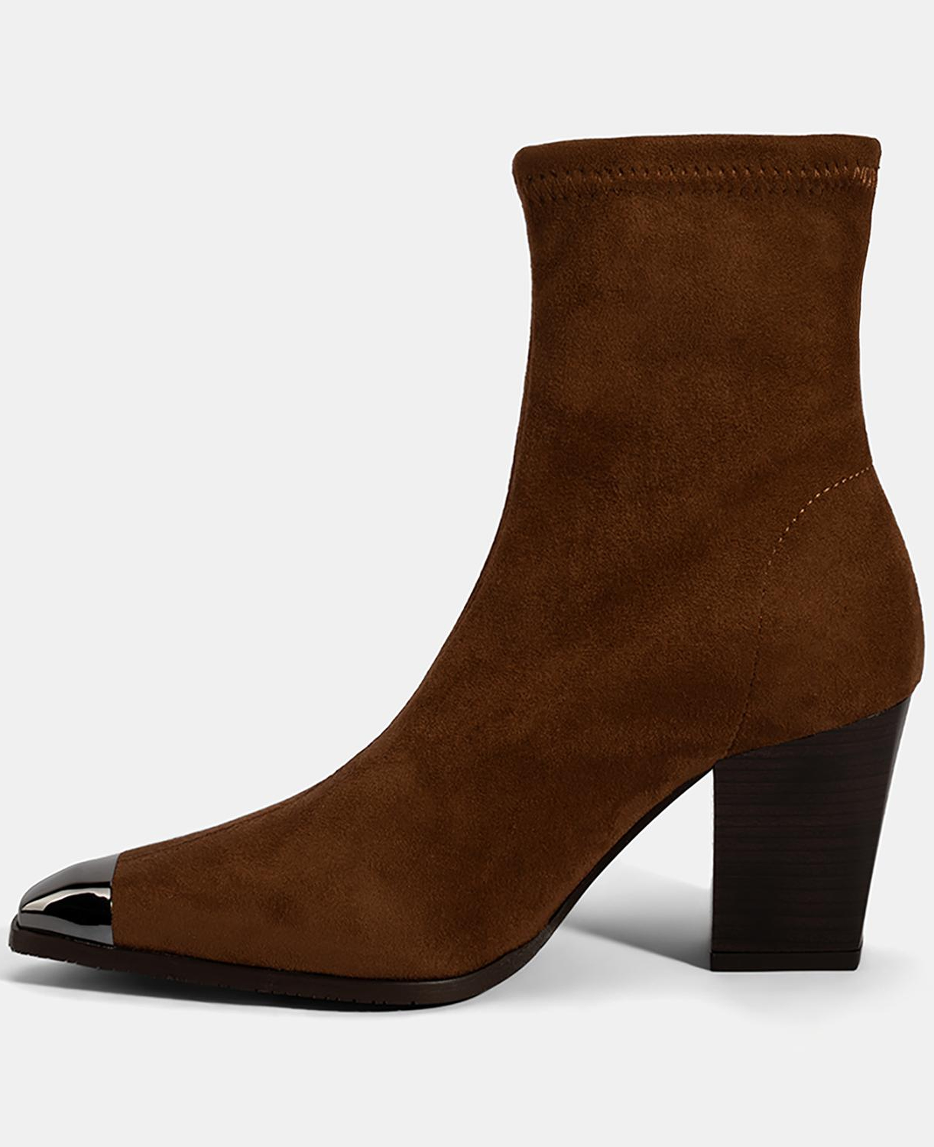 Kadın Taba Metal Burun Detaylı Topuklu Stretch Bot