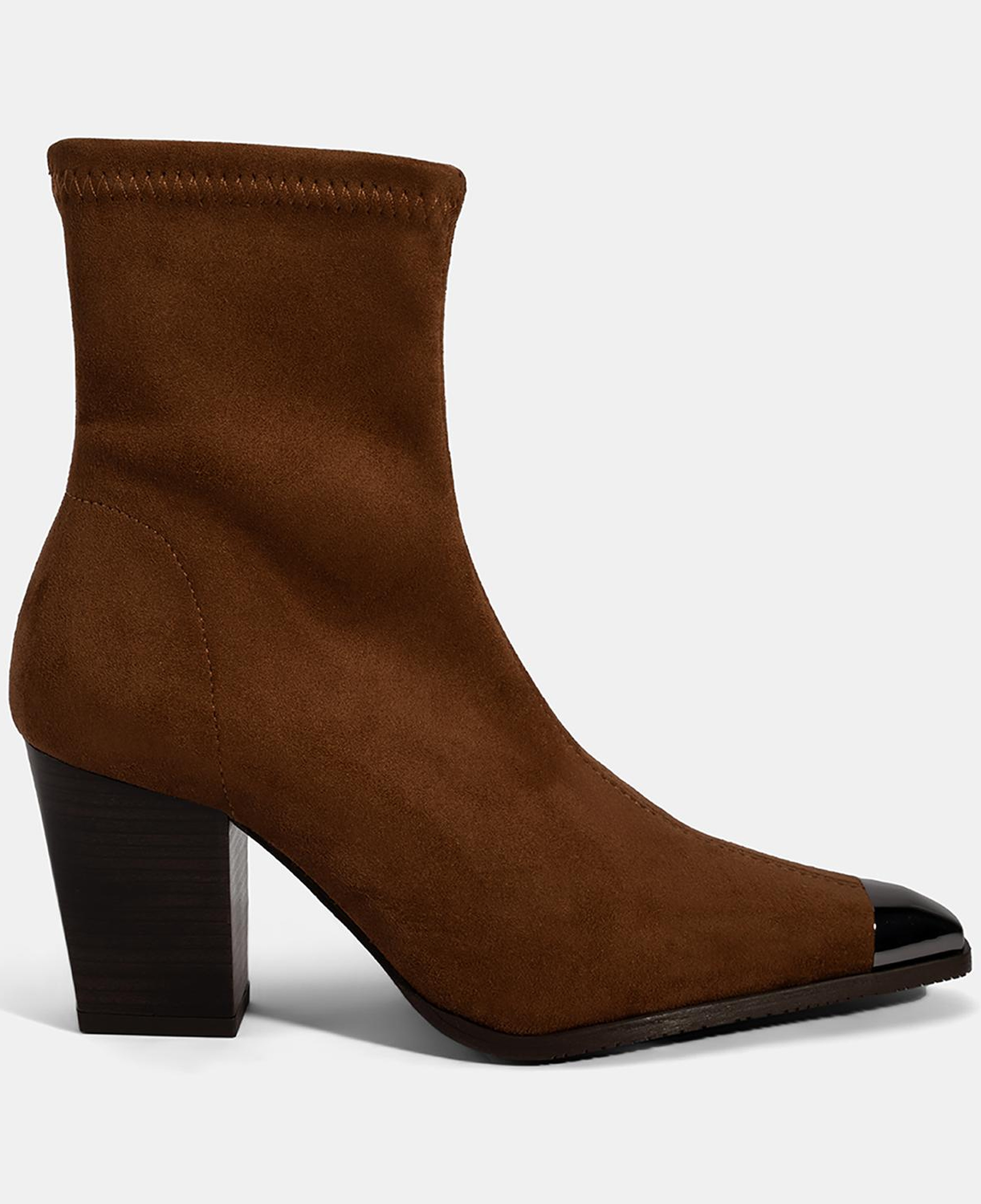 Kadın Taba Metal Burun Detaylı Topuklu Stretch Bot