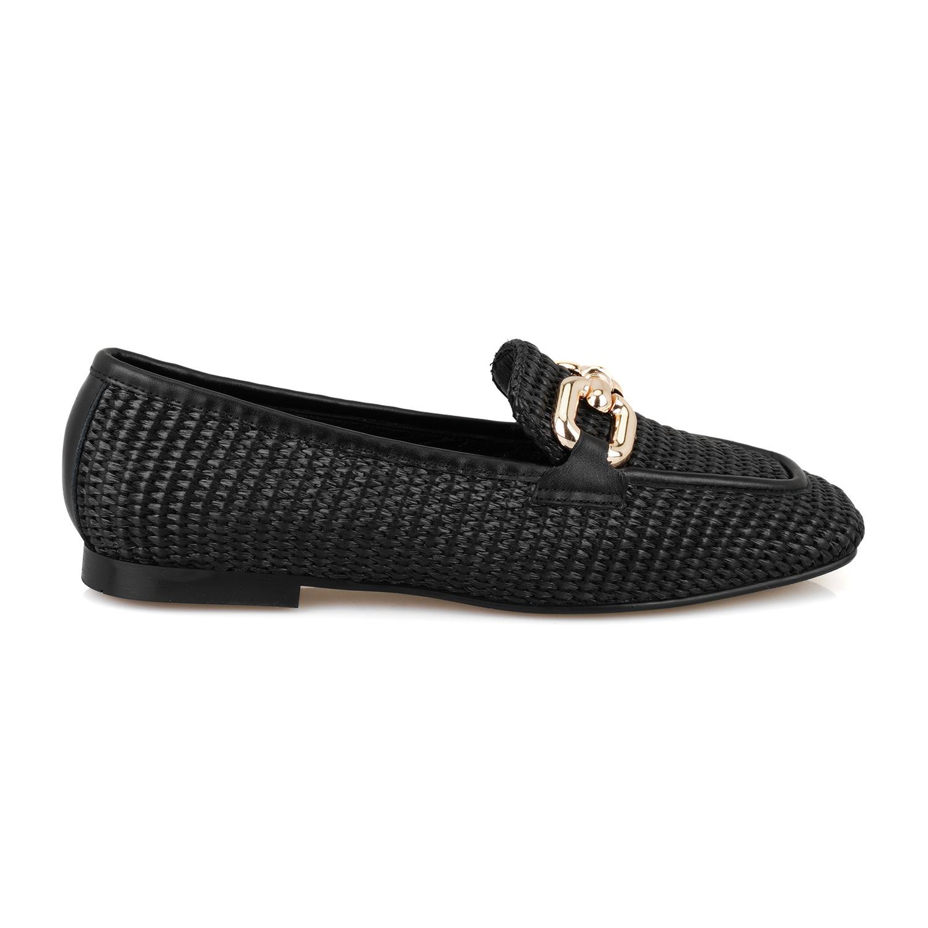 Kadın Siyah Hasır Loafer