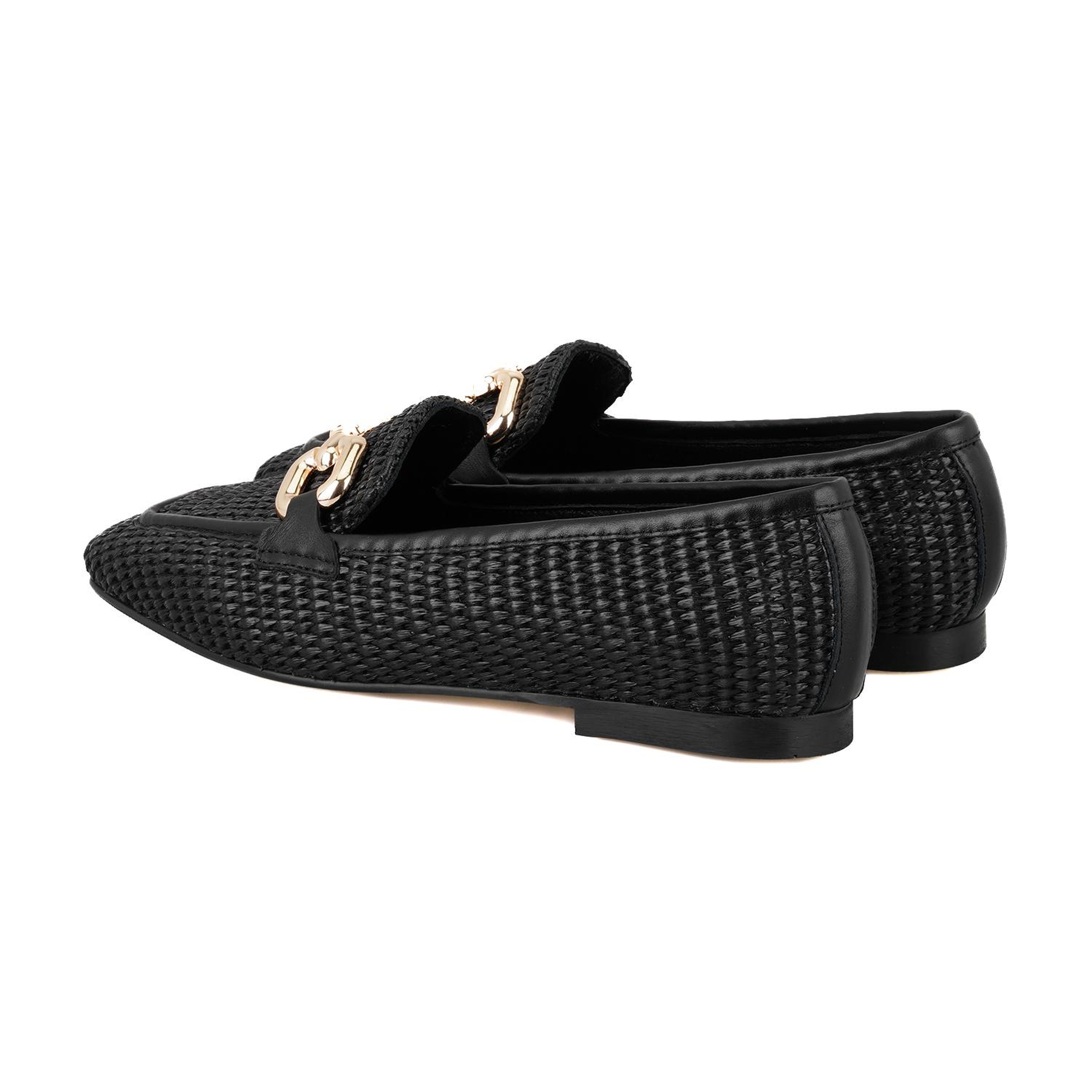 Kadın Siyah Hasır Loafer