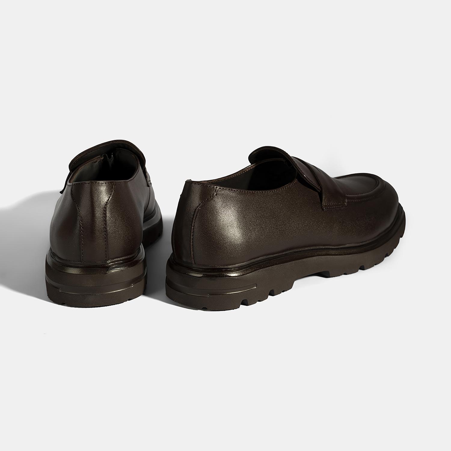 Erkek Kahve Deri Loafer