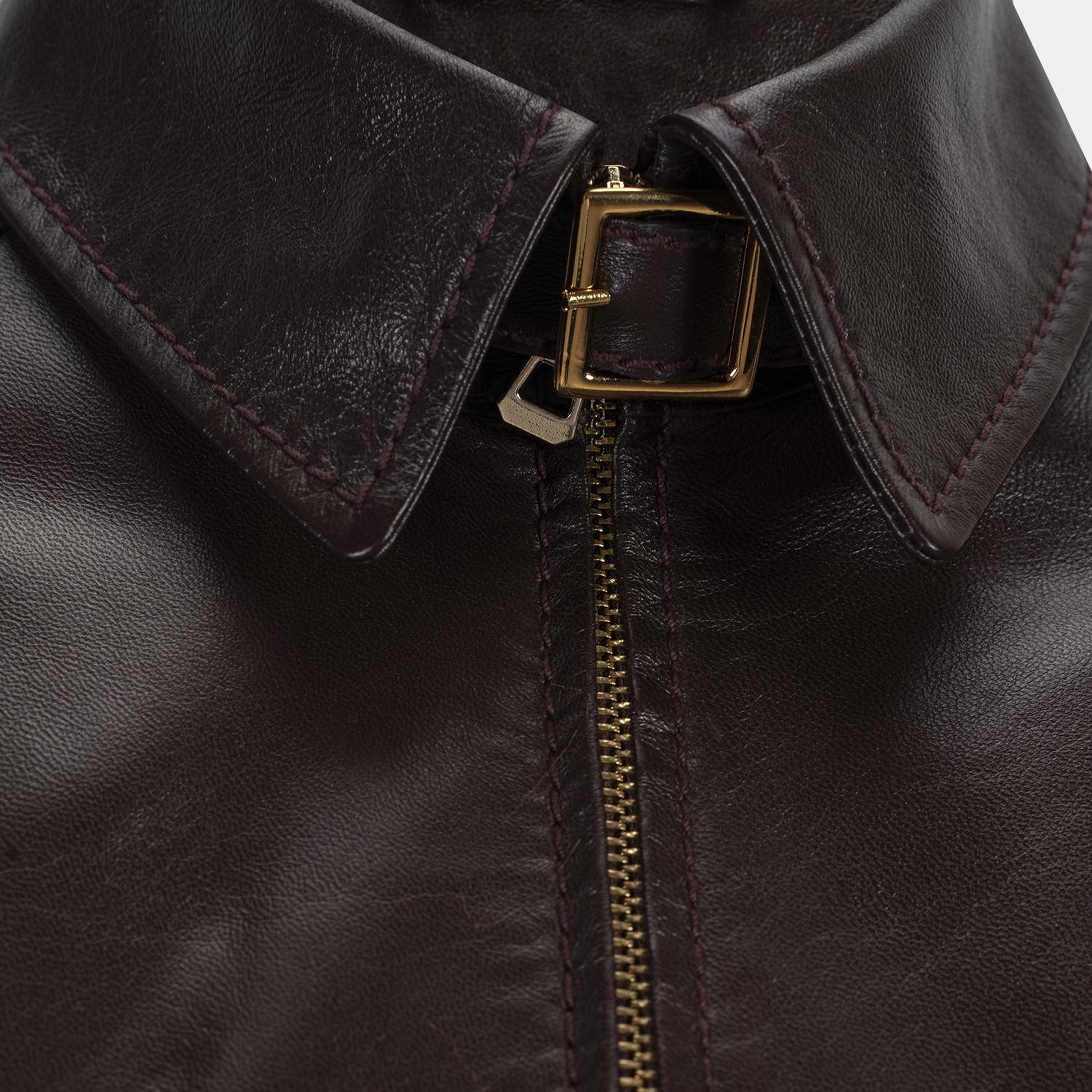 Kadın Bordo Gömlek Yakalı Fit Deri Ceket