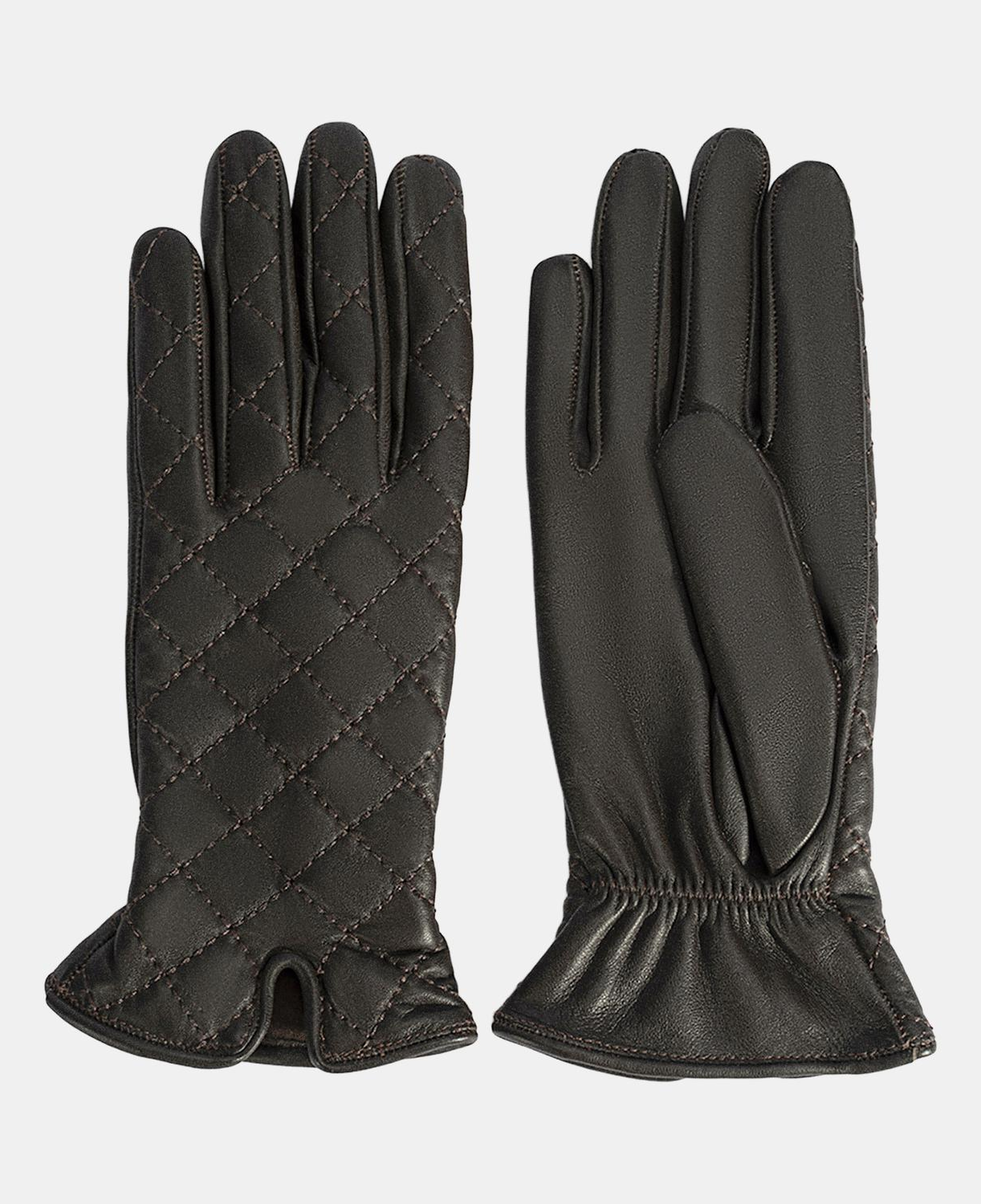 Kahve Kadın Kapitone Deri Eldiven