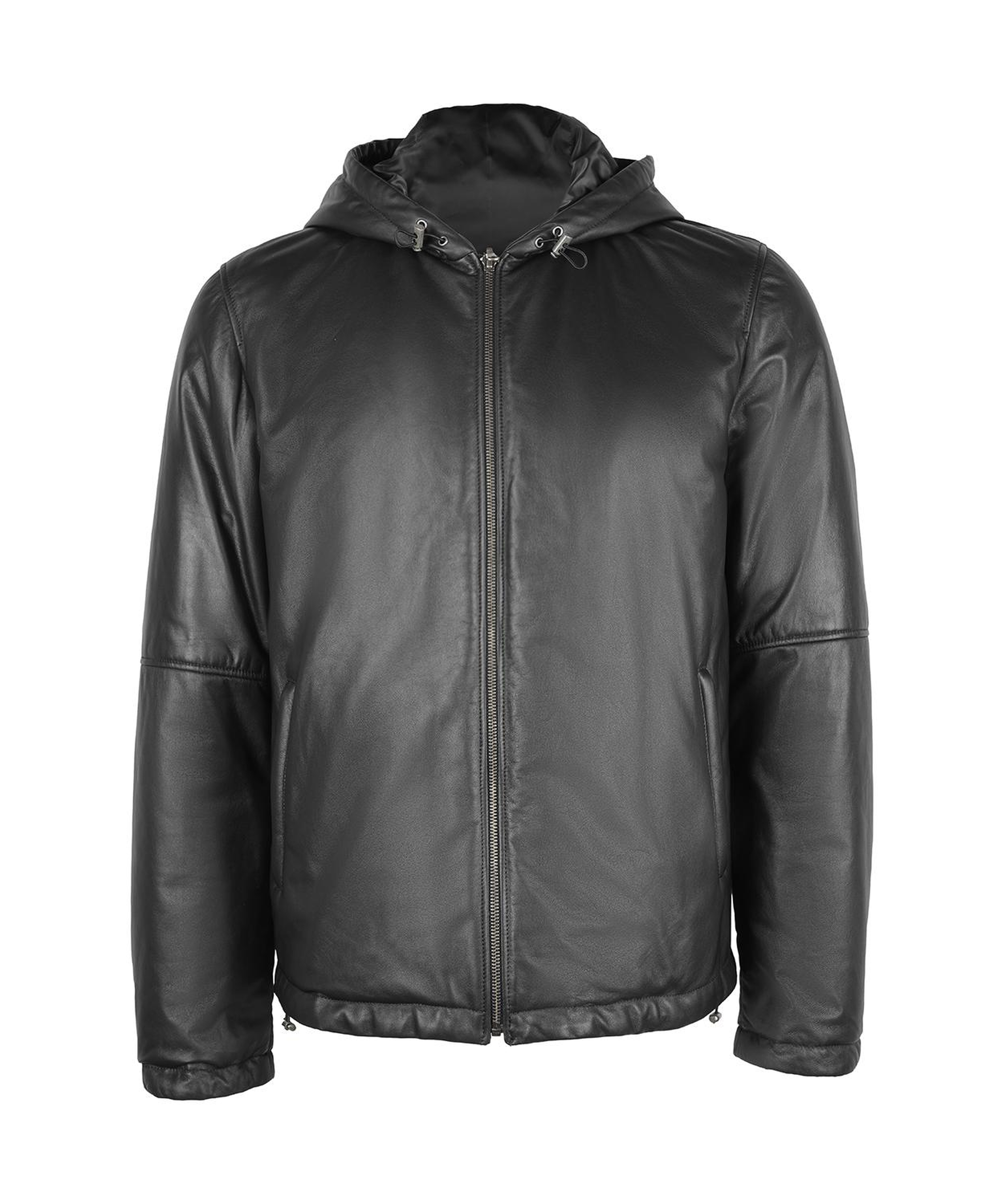 Alanzo Siyah Erkek Çift Taraflı Deri Bomber Ceket