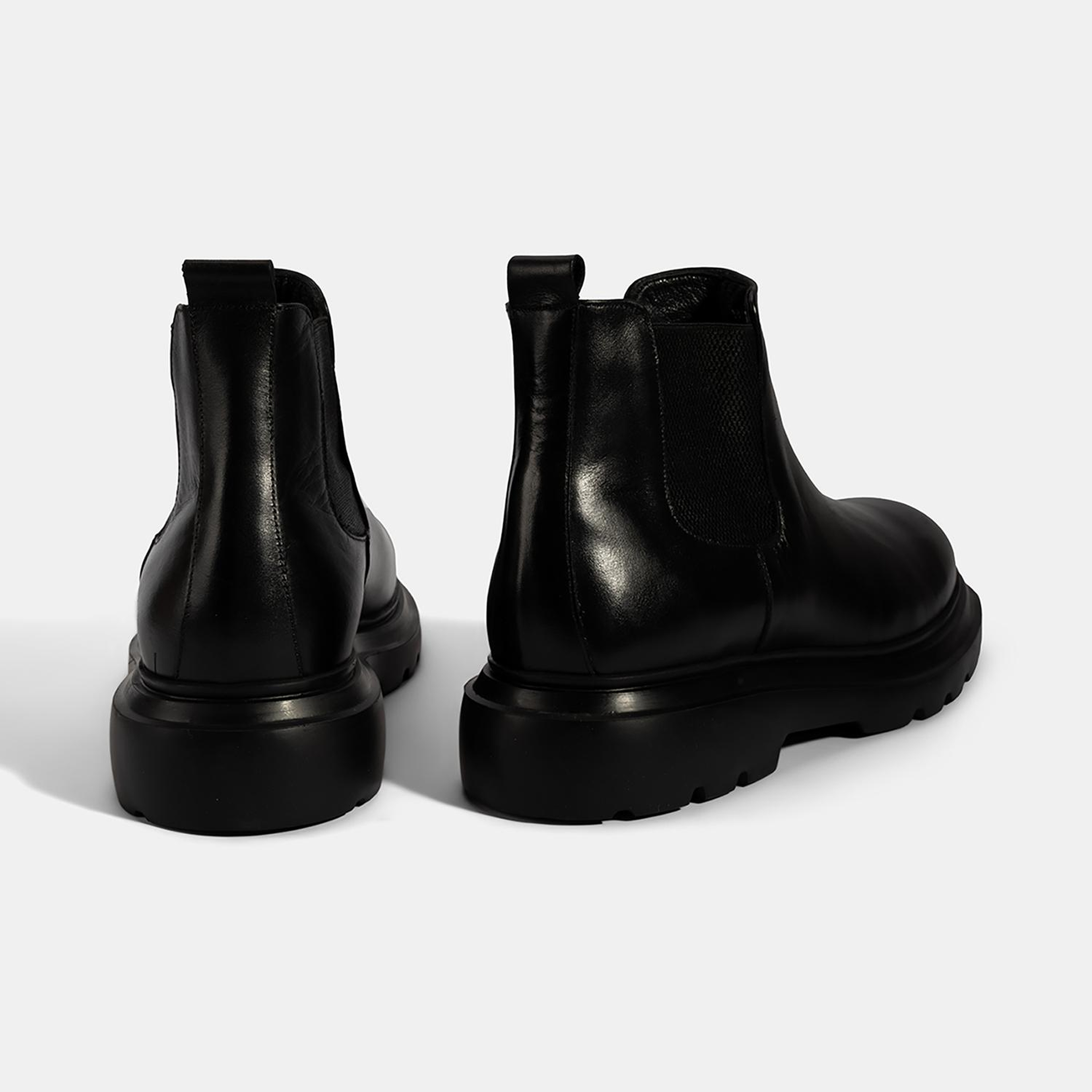 Erkek Siyah Lastikli Deri Bot