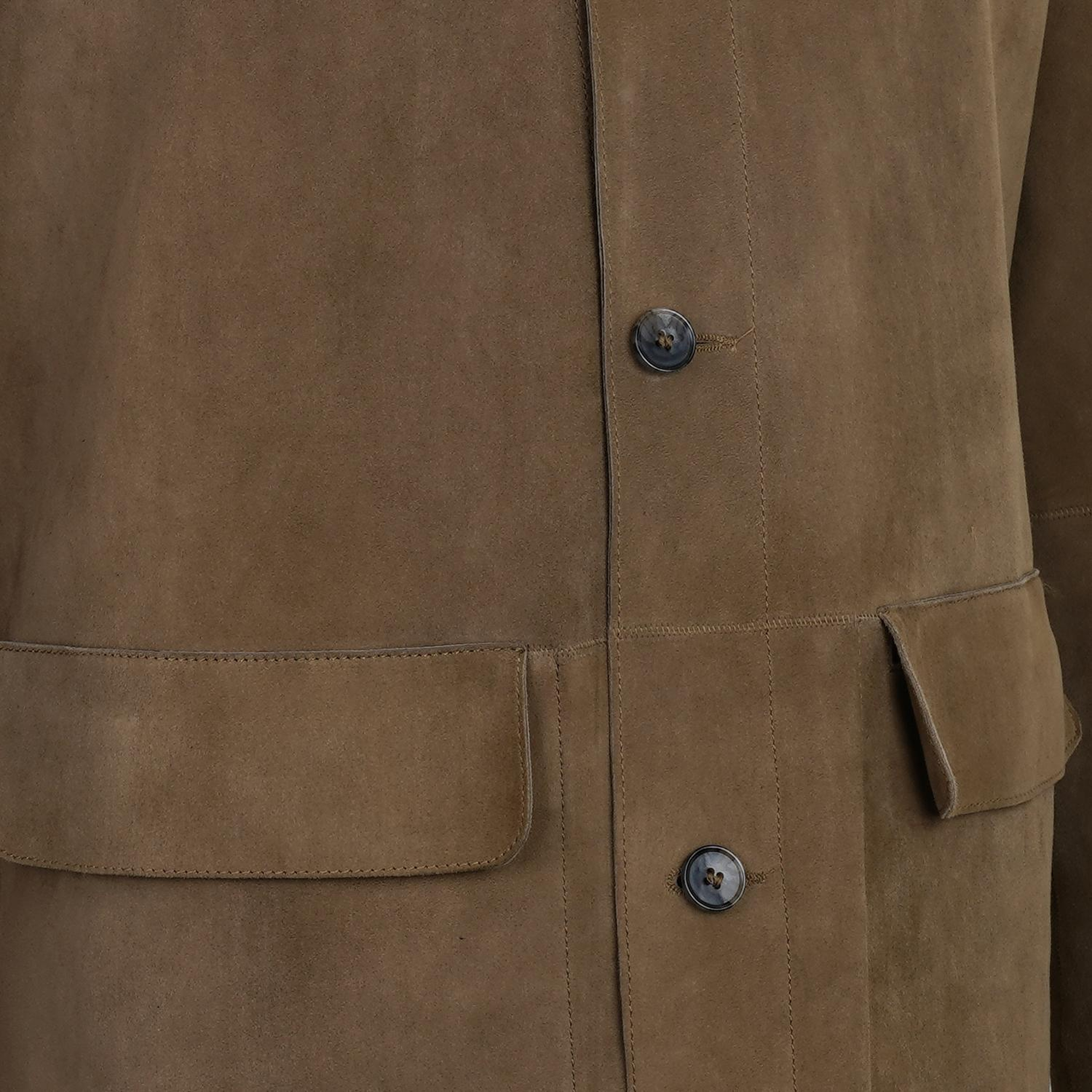 Anoki Haki Erkek Çift Taraflı Süet Deri Mont