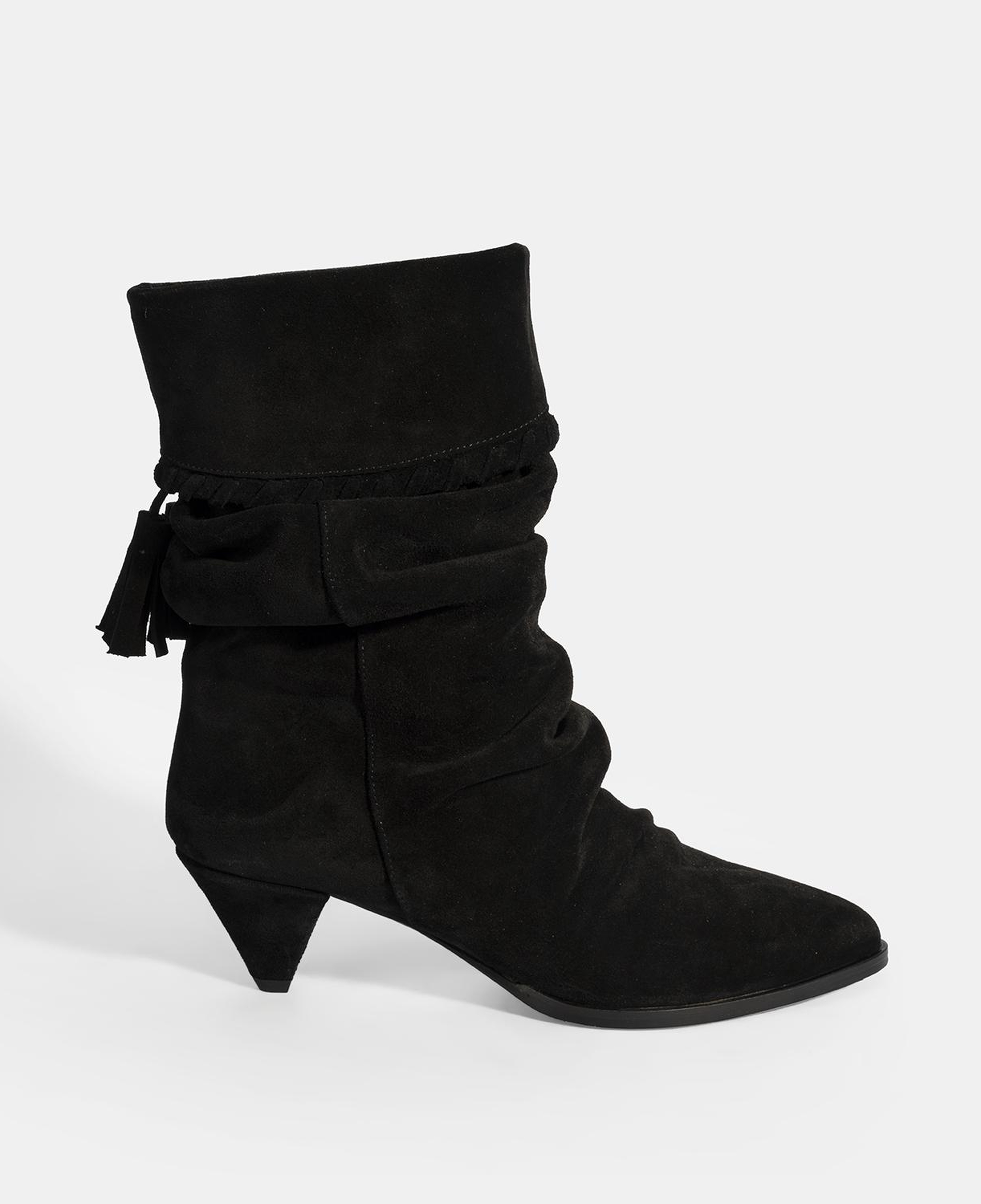 Kadın Siyah Püskül Detaylı Süet Topuklu Bot