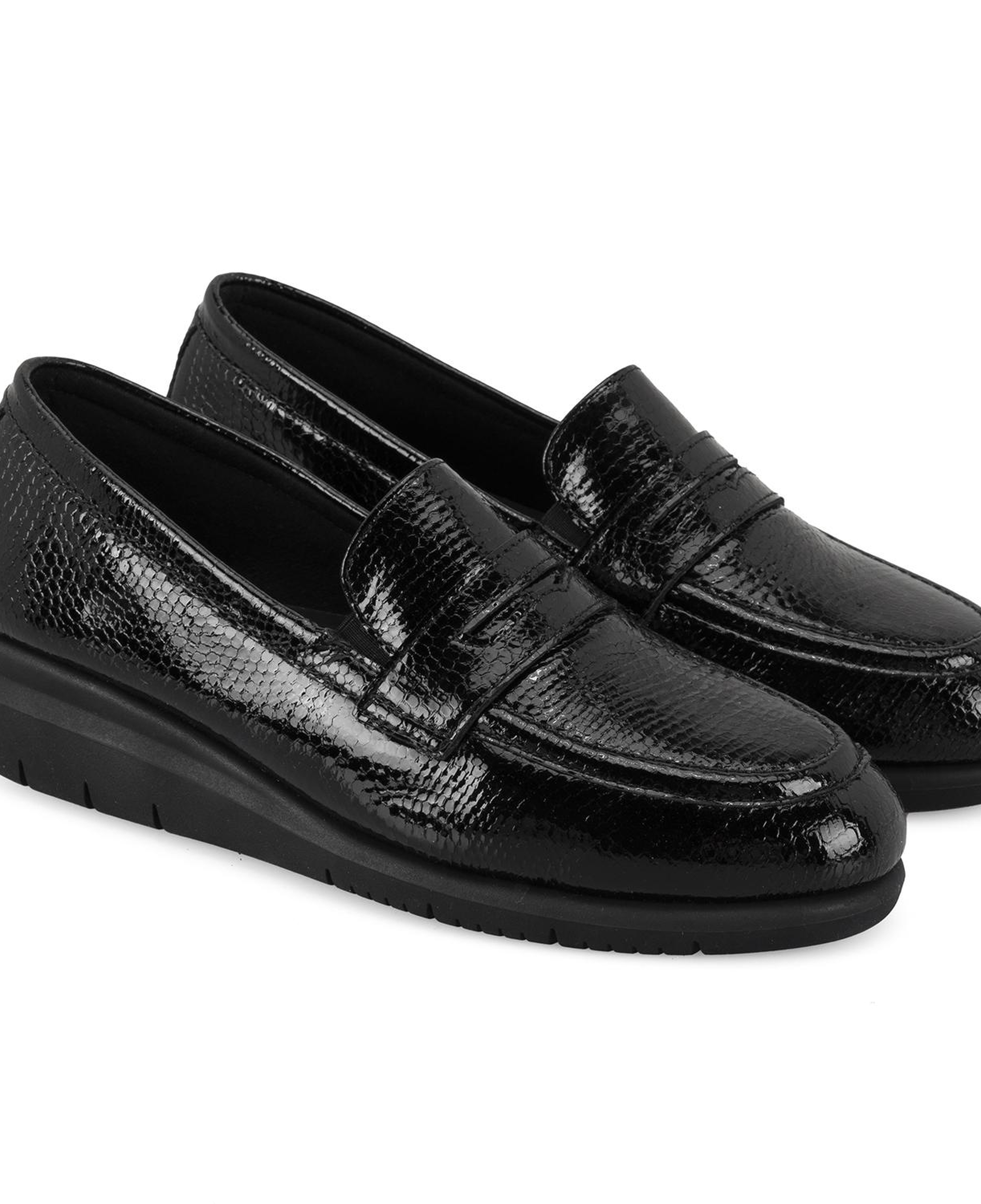 Kadın Siyah DesaComfort Kroko Baskılı Deri Günlük Ayakkabı
