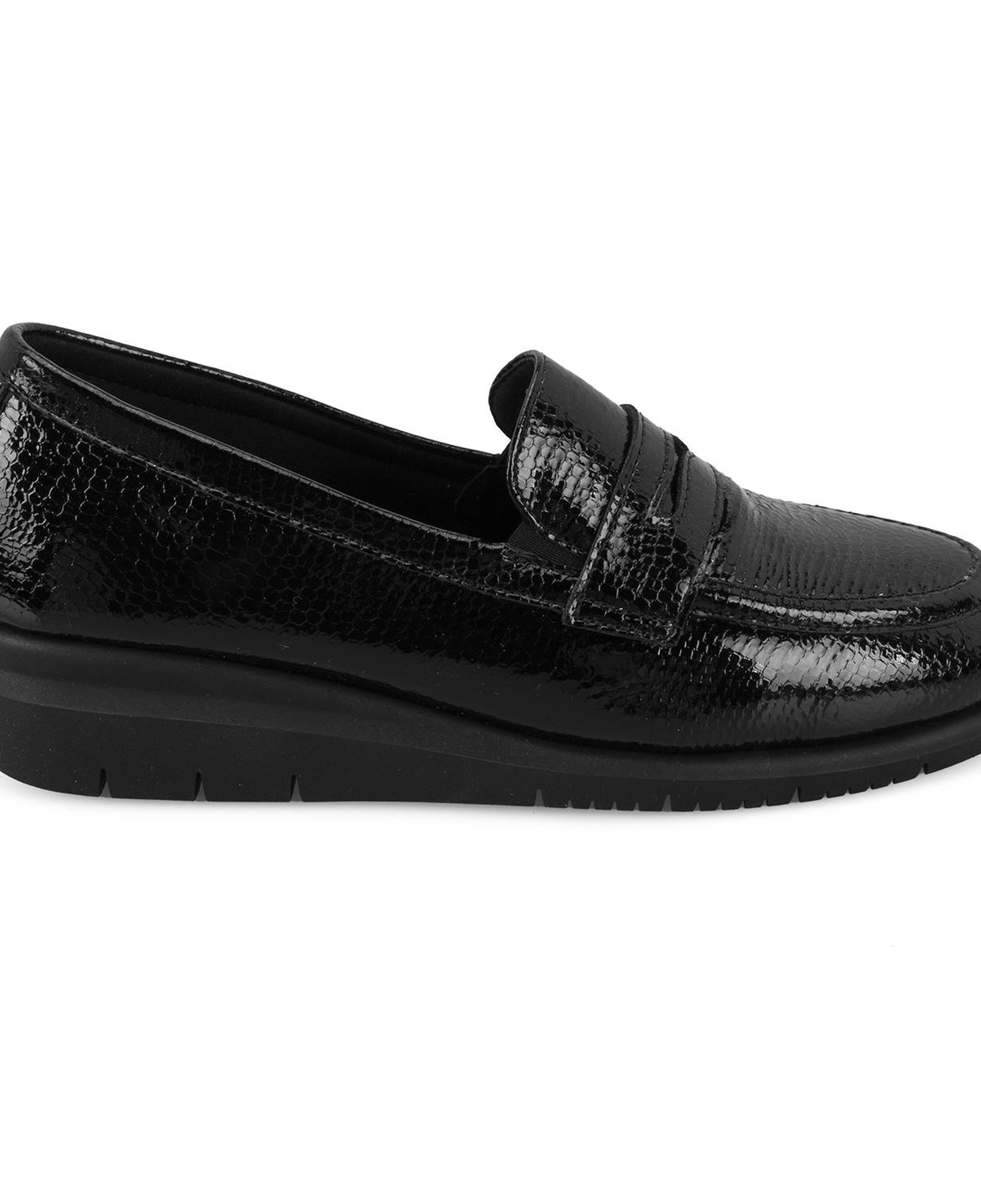 Kadın Siyah DesaComfort Kroko Baskılı Deri Günlük Ayakkabı