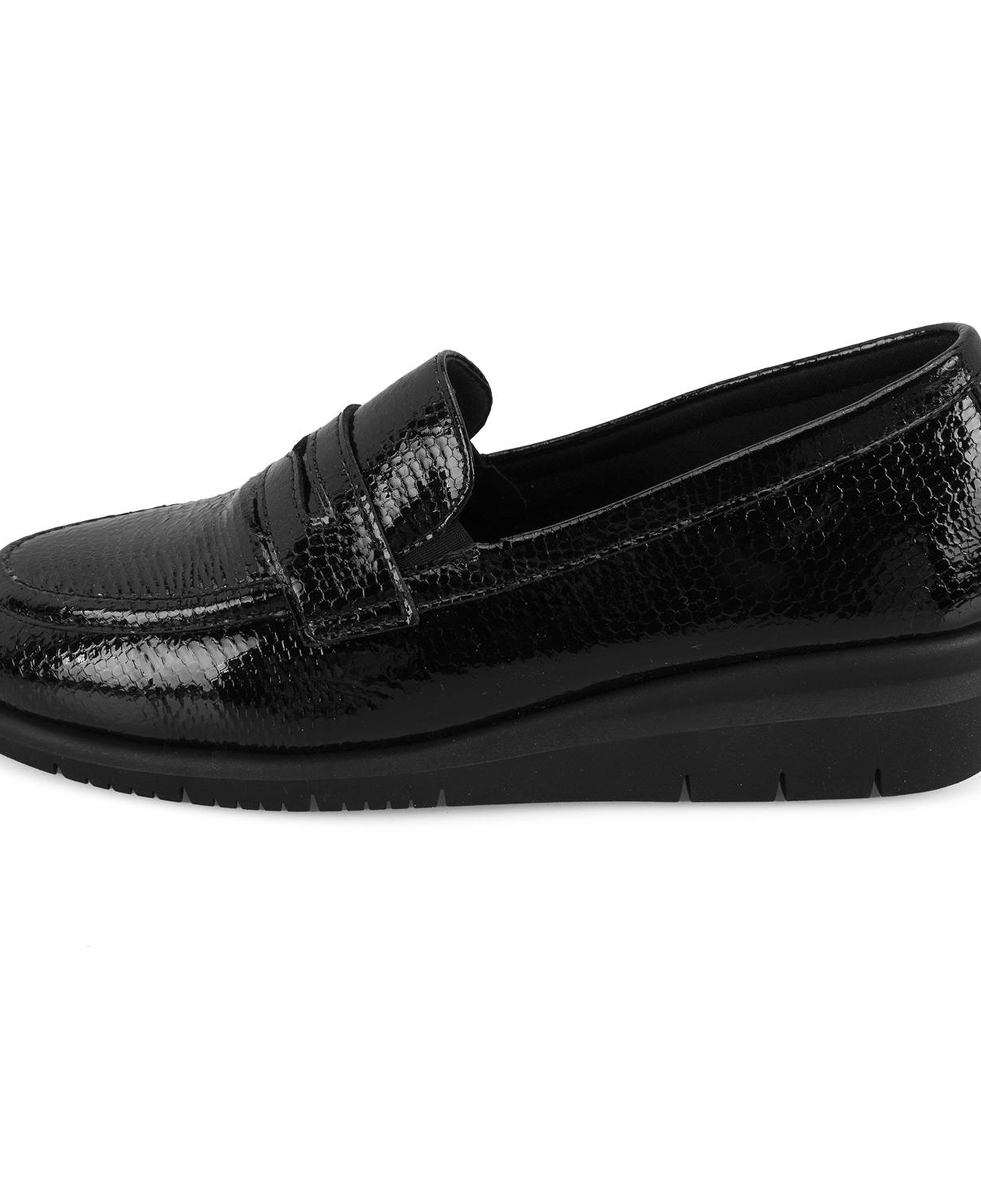Kadın Siyah DesaComfort Kroko Baskılı Deri Günlük Ayakkabı