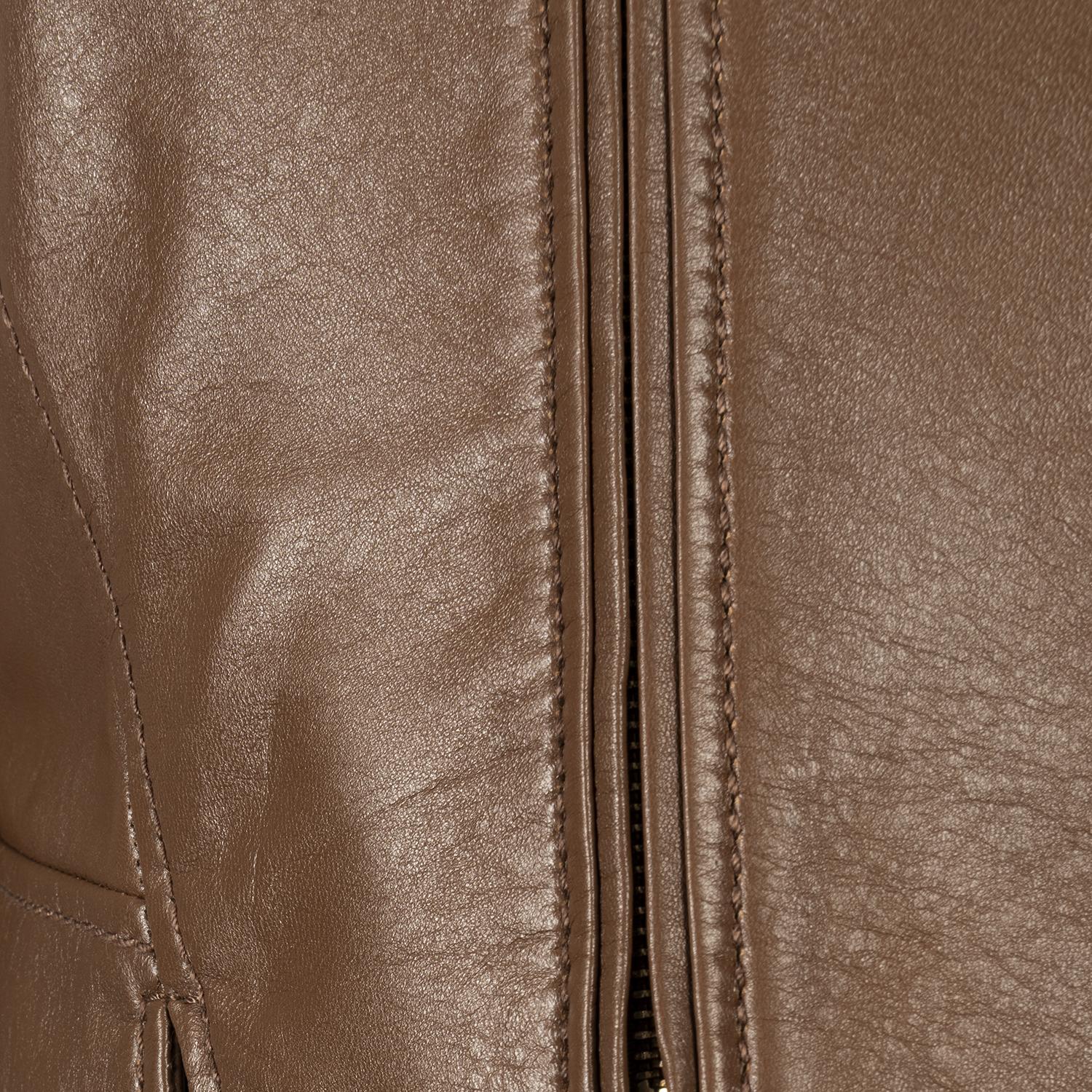 Kadın Taba Deri Biker Ceket