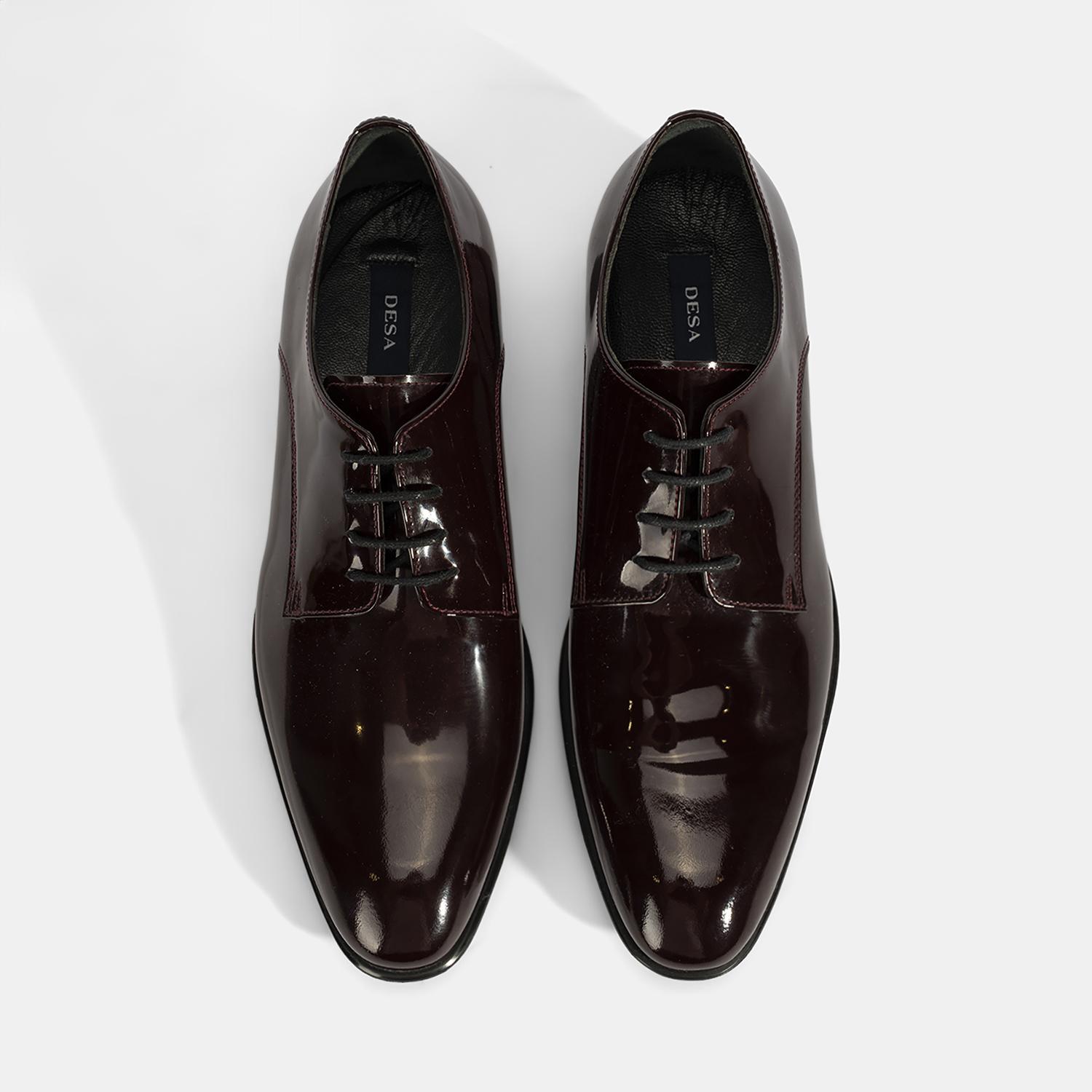 Erkek Bordo Bağcıklı Rugan Deri Klasik Ayakkabı