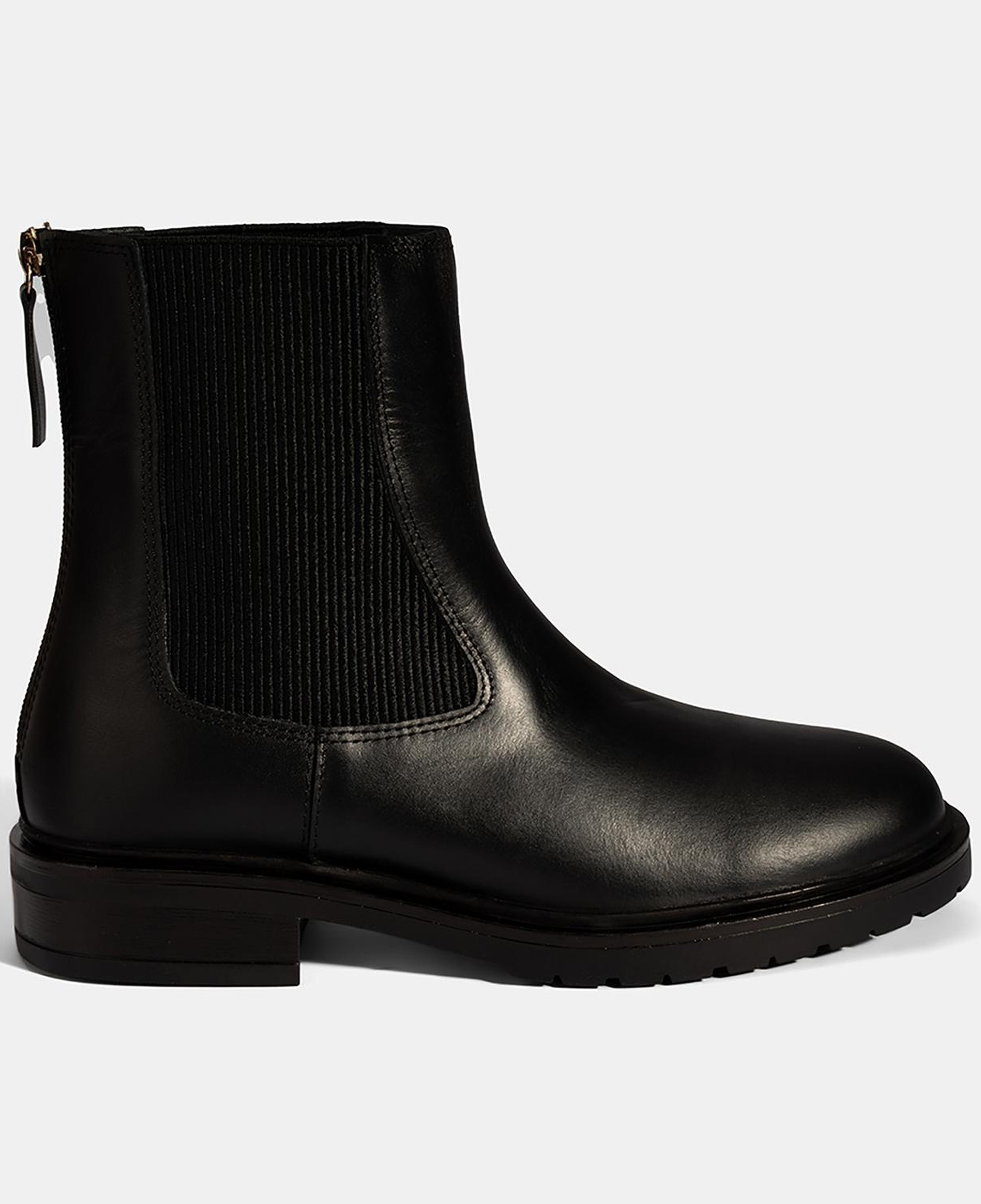 Kadın Siyah Lastikli Deri Chelsea Bot