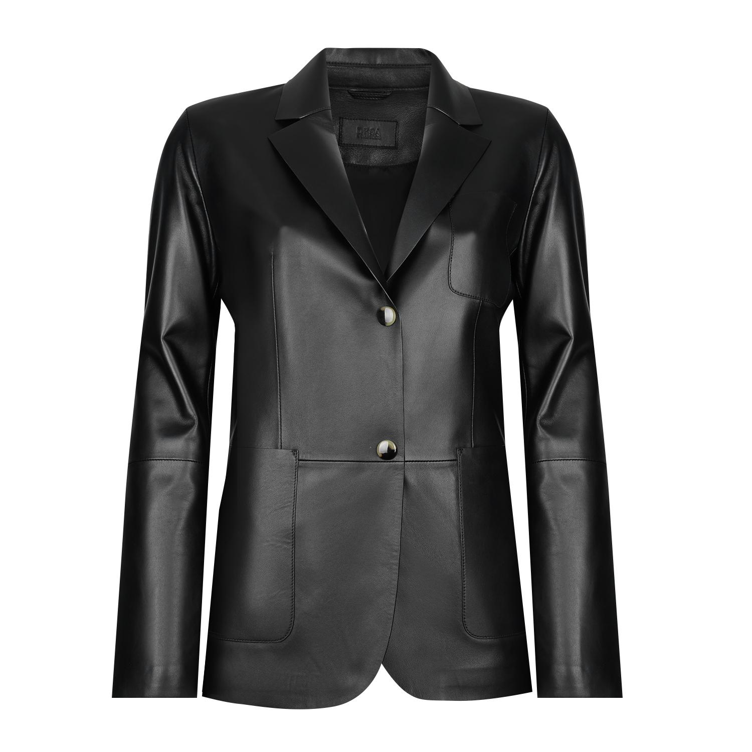 Angelea Siyah Kadın Blazer Deri Ceket