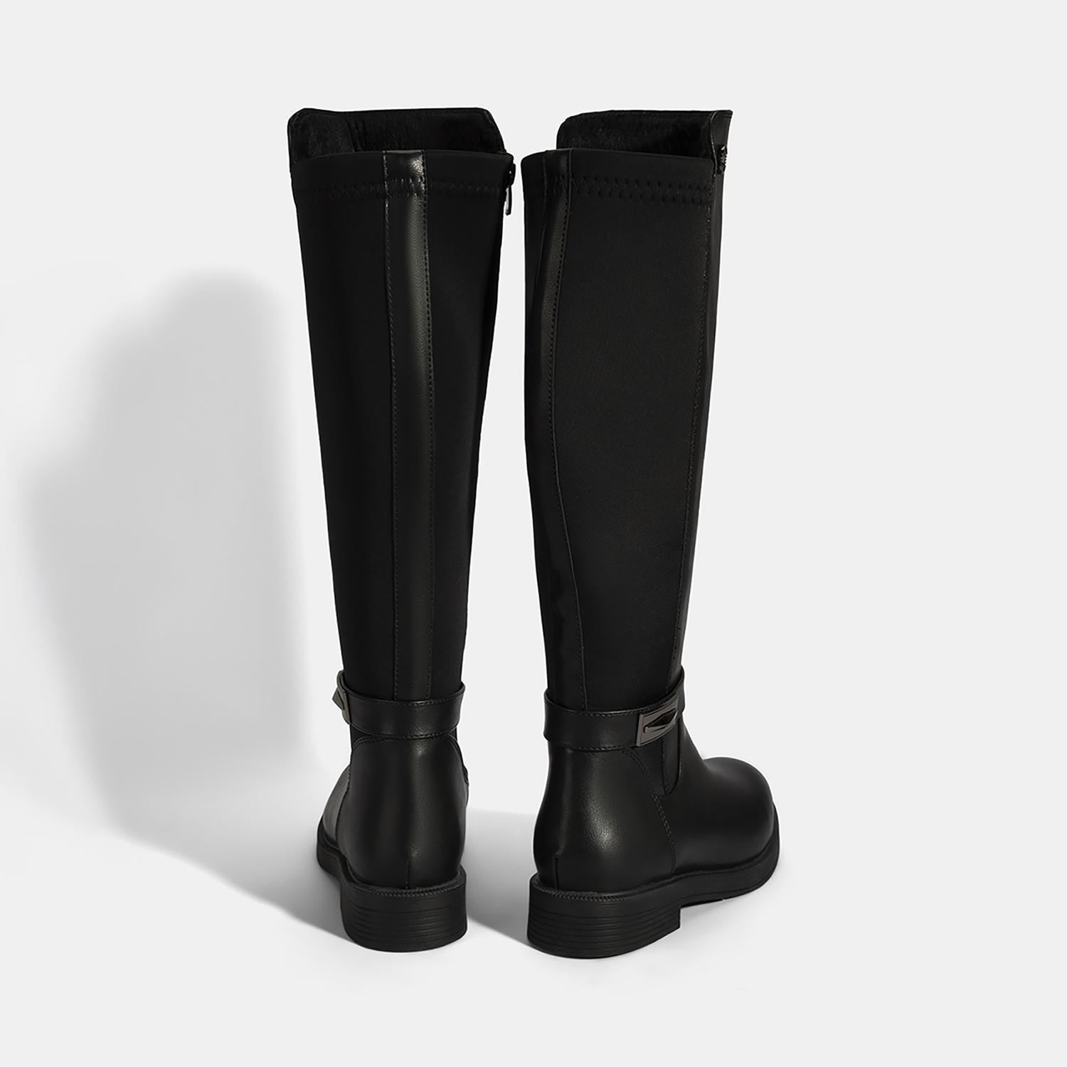 Kadın Siyah Metal Aksesuarlı Stretch Çizme