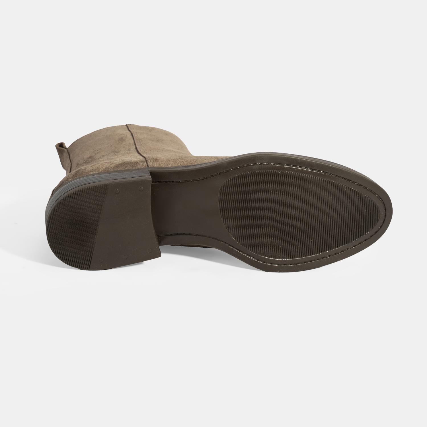 Kadın Kahve Fermuarlı Süet Deri Bot