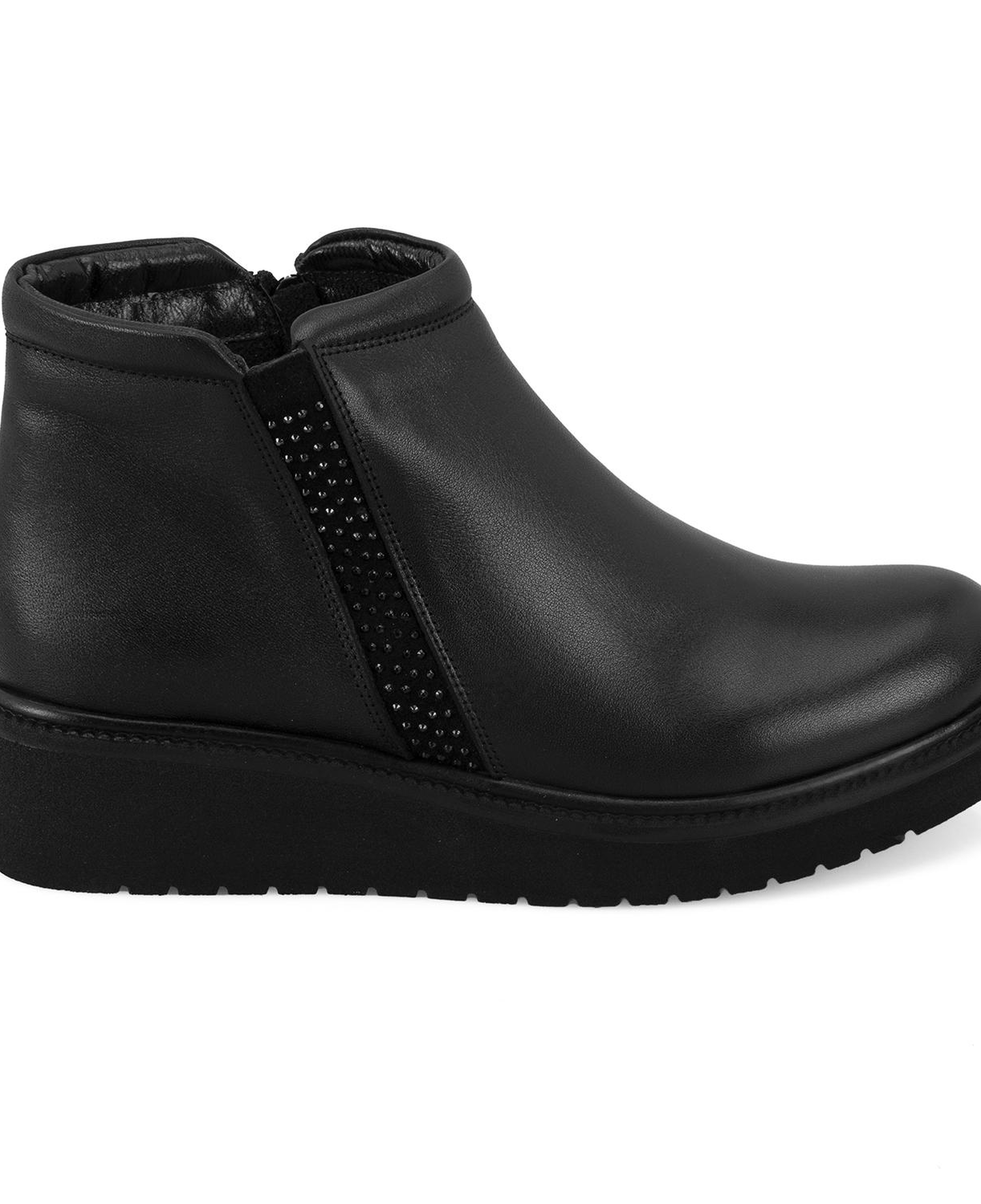 Paulina Siyah Kadın DesaComfort Lastikli Deri Bot