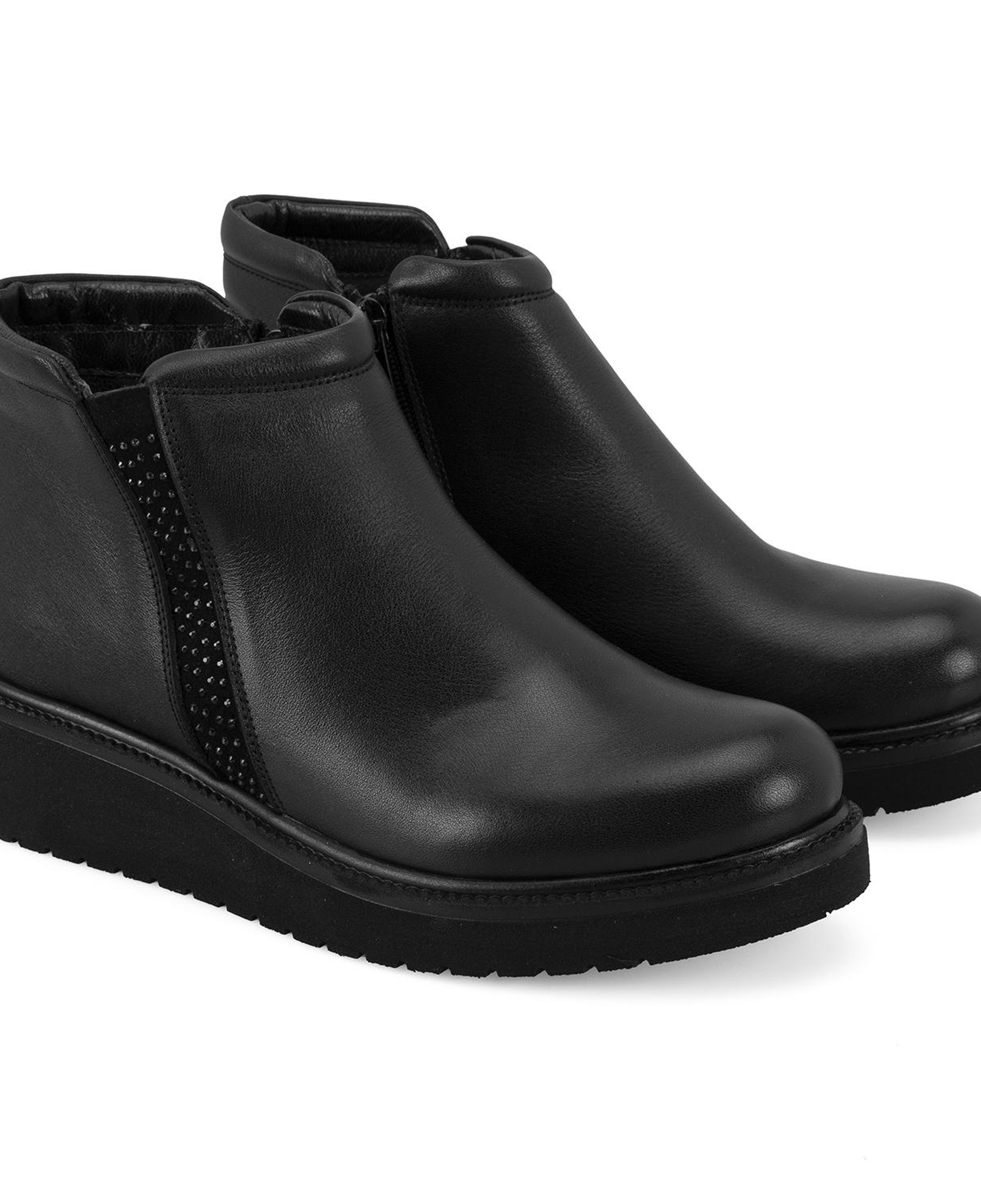 Paulina Siyah Kadın DesaComfort Lastikli Deri Bot