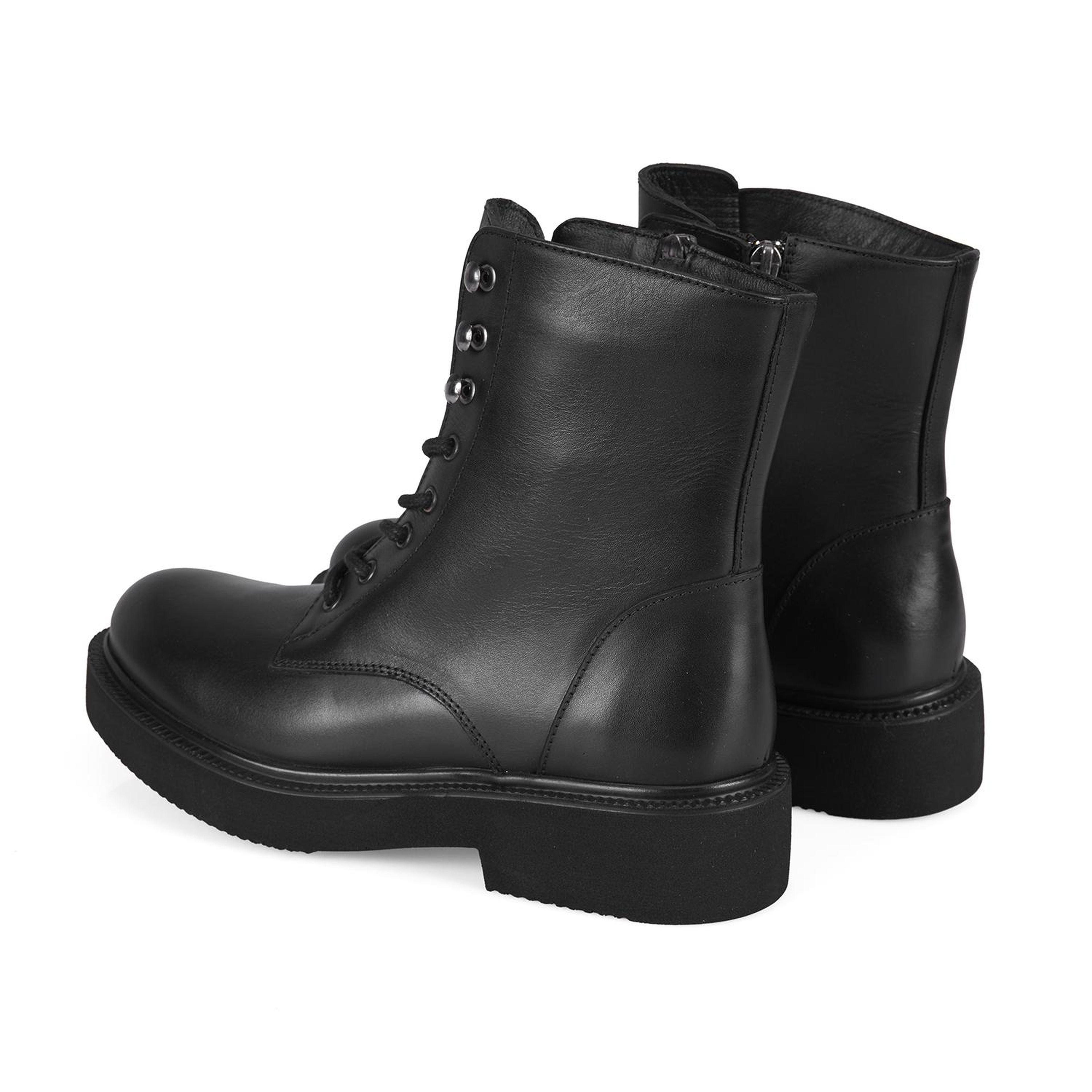 Kenia Siyah Kadın Fermuarlı Deri Bot