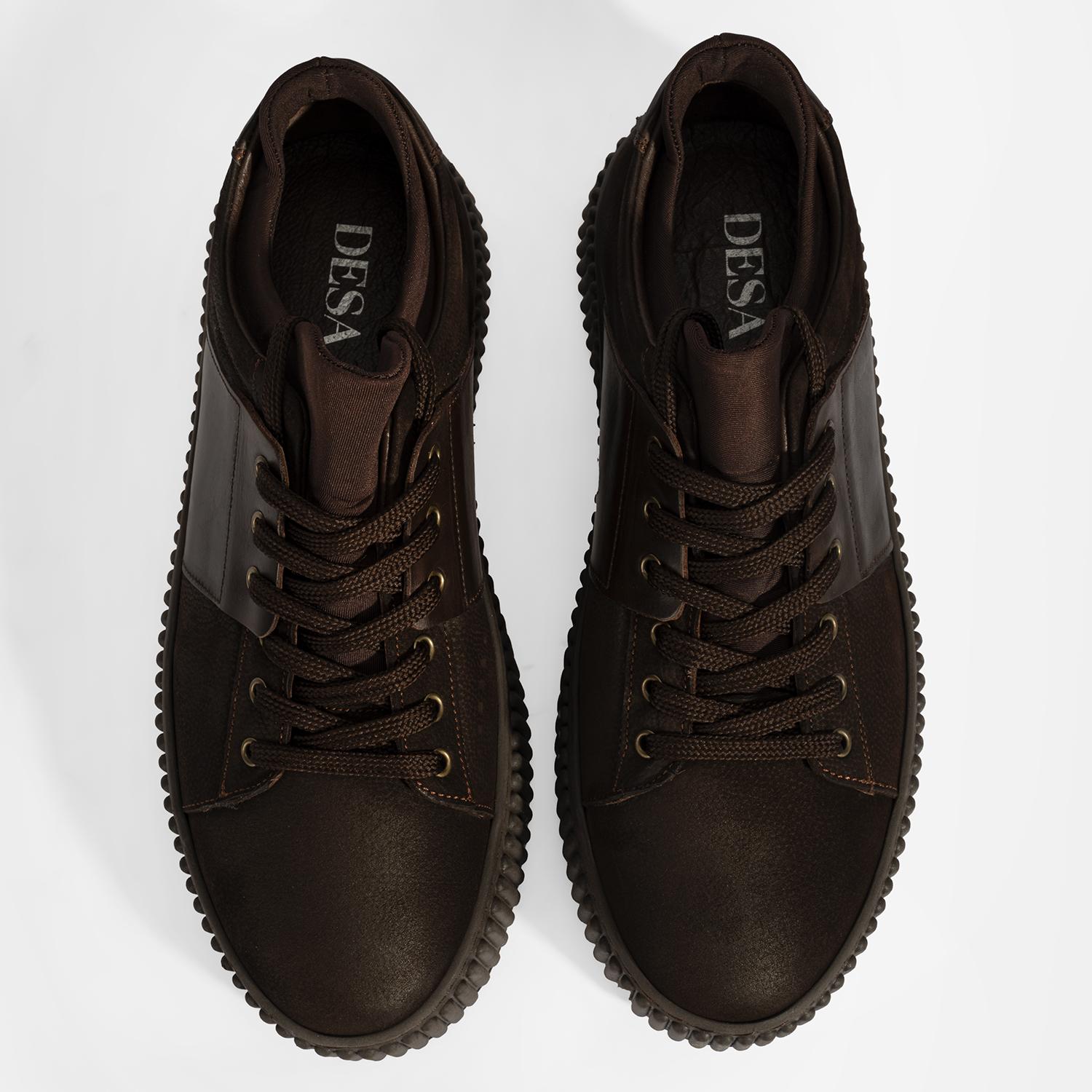 Erkek Kahve Bağcıklı Deri Spor Ayakkabı