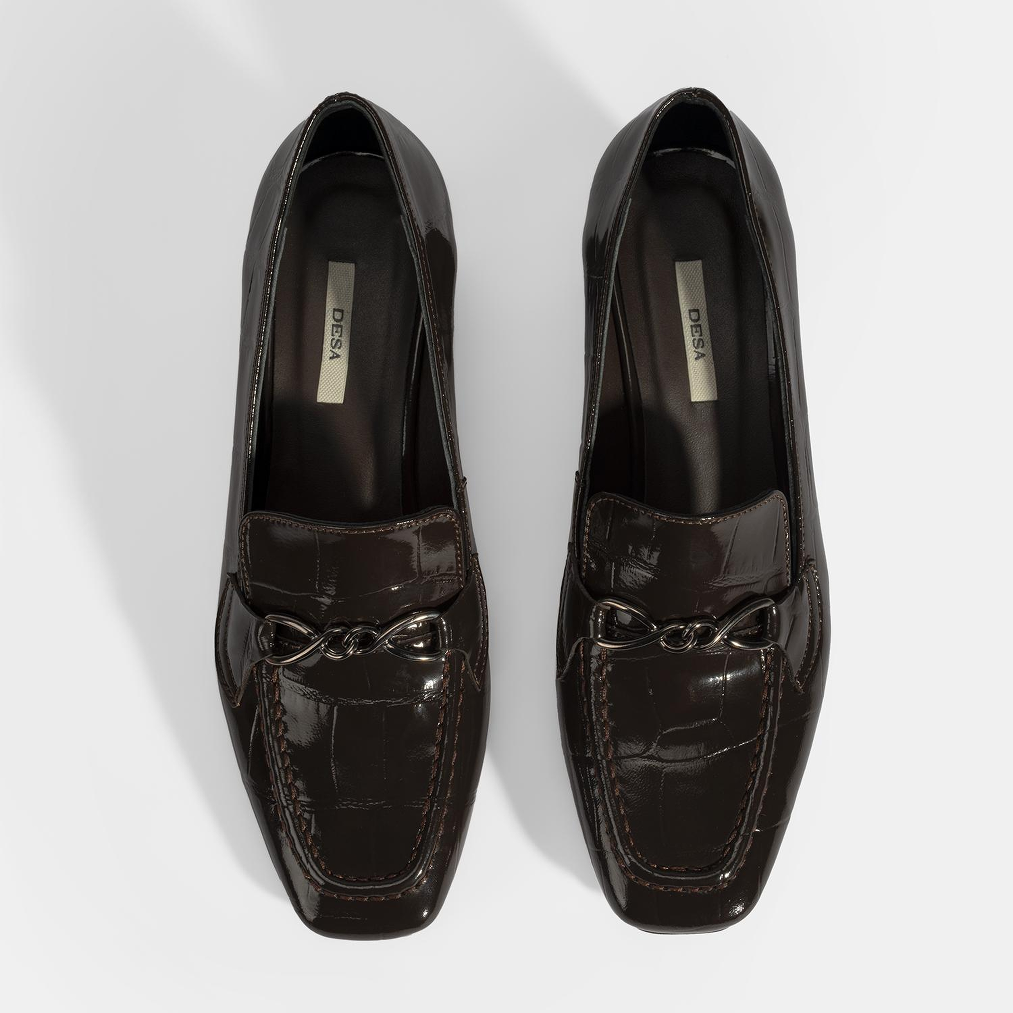 Kadın Kahve Kroko Baskılı Topuklu Rugan Loafer