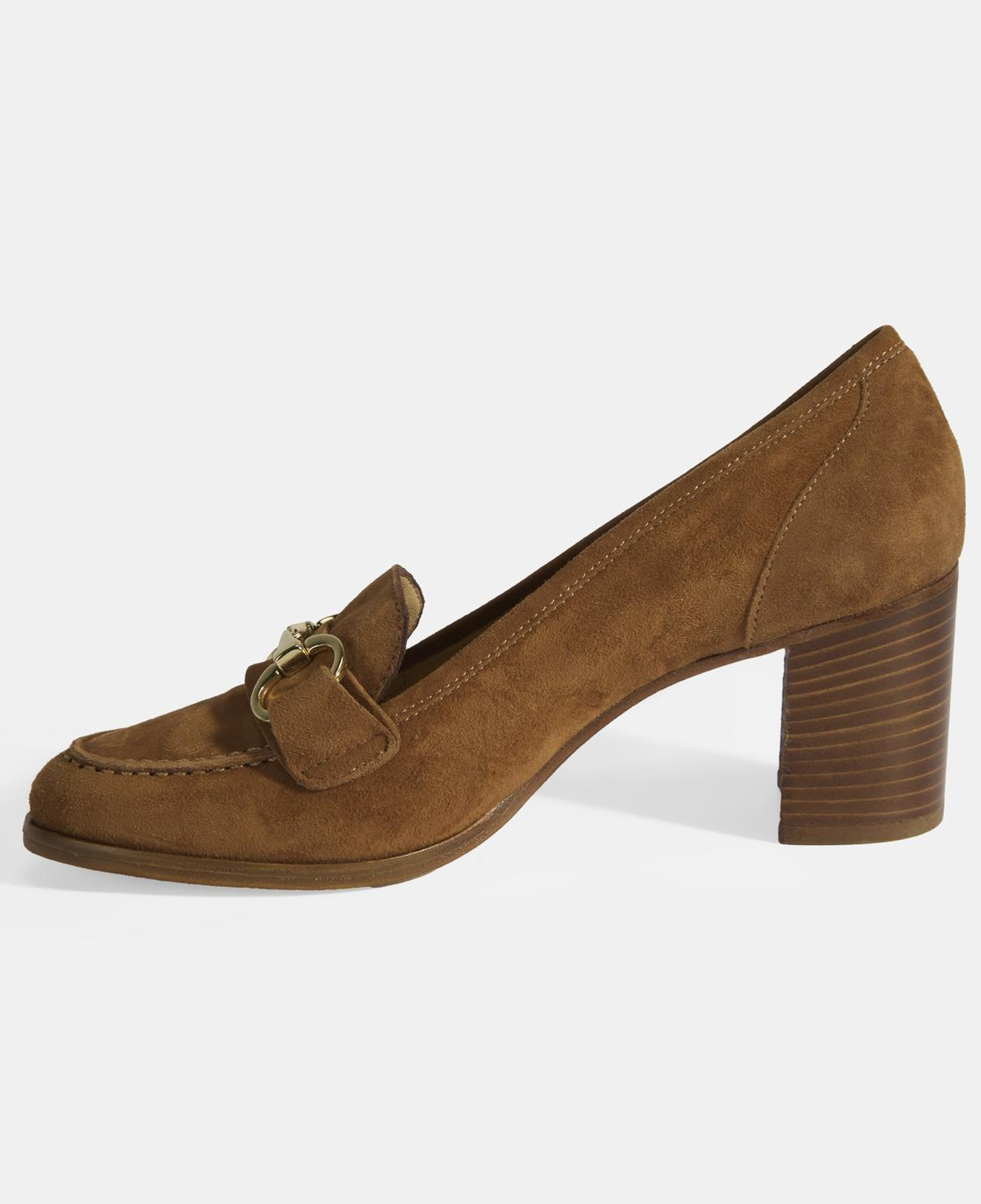 Luca Grossi Kadın Taba Metal Aksesuarlı Süet Topuklu Loafer