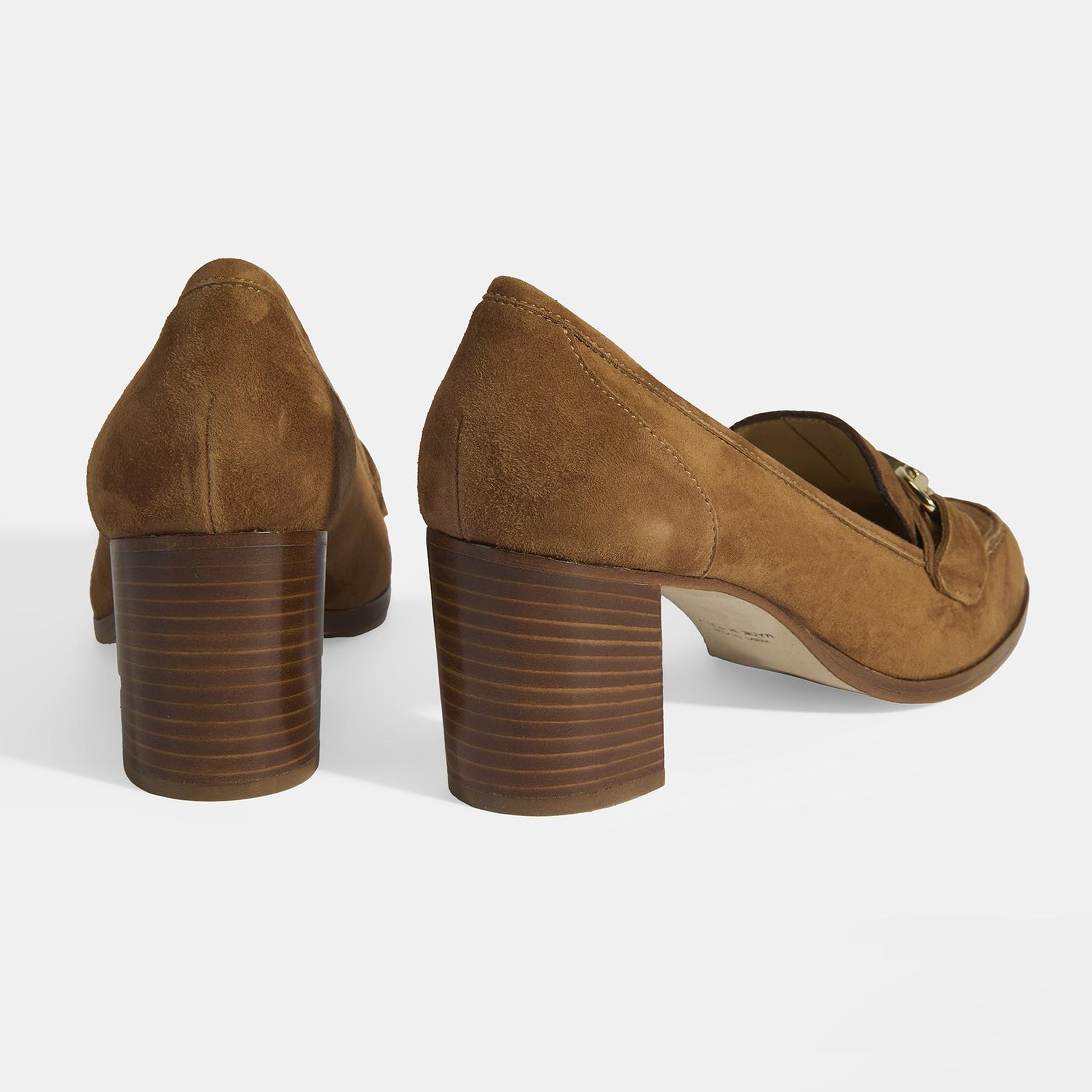 Luca Grossi Kadın Taba Metal Aksesuarlı Süet Topuklu Loafer